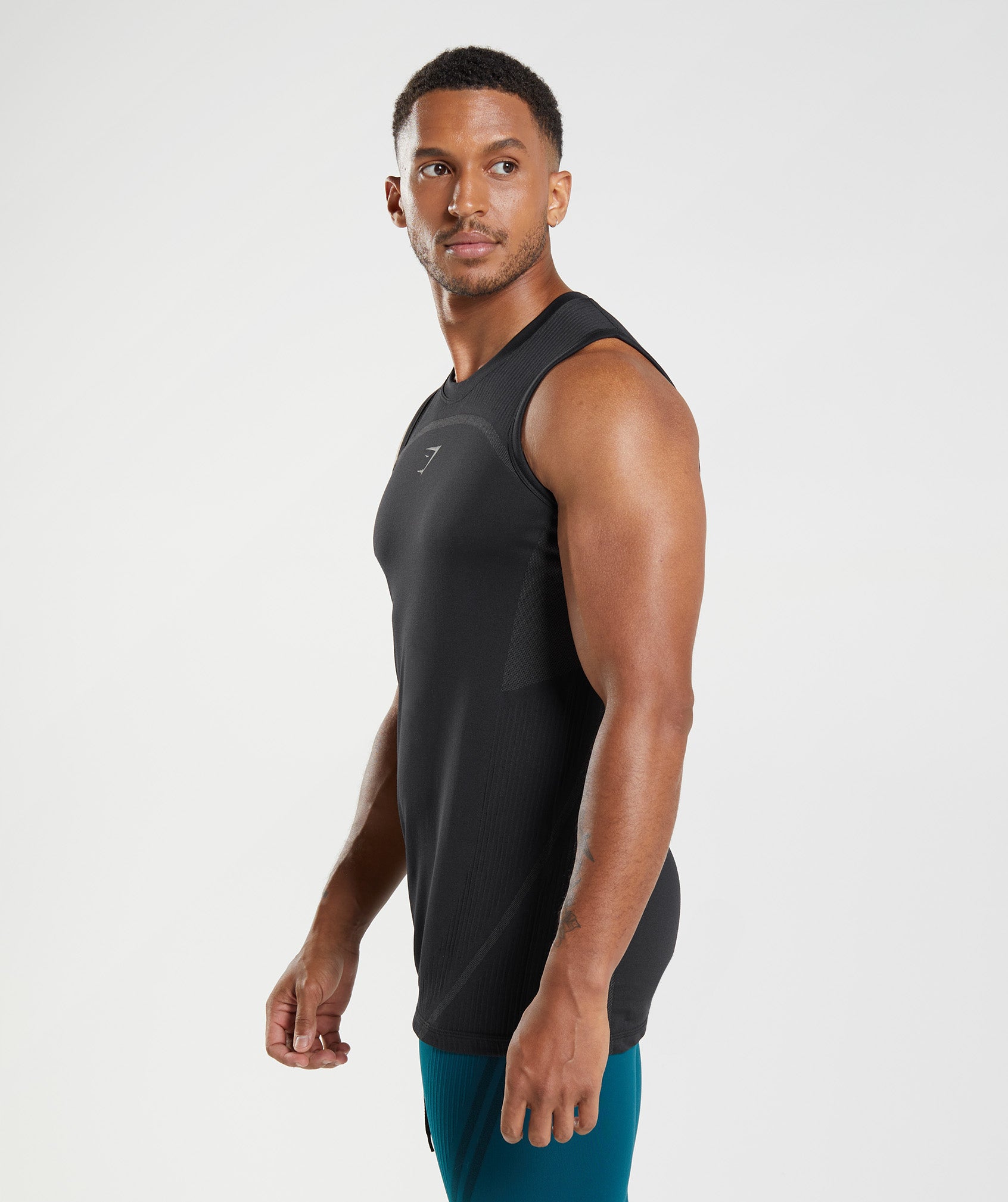 Black Men's Gymshark 315 Seamless Tanks | CUQZRK-524