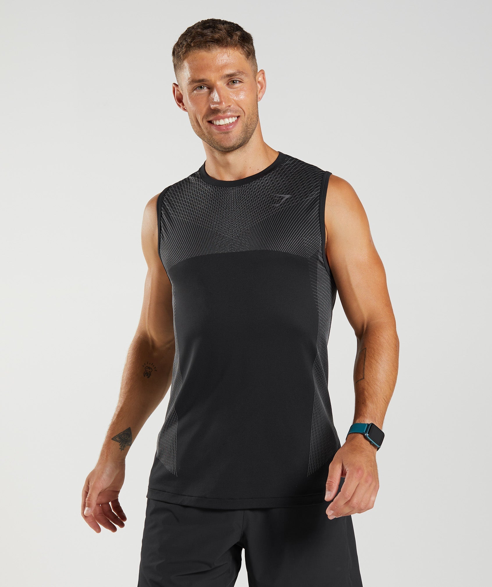 Black Men\'s Gymshark Apex Seamless Tanks | NMCLUH-401