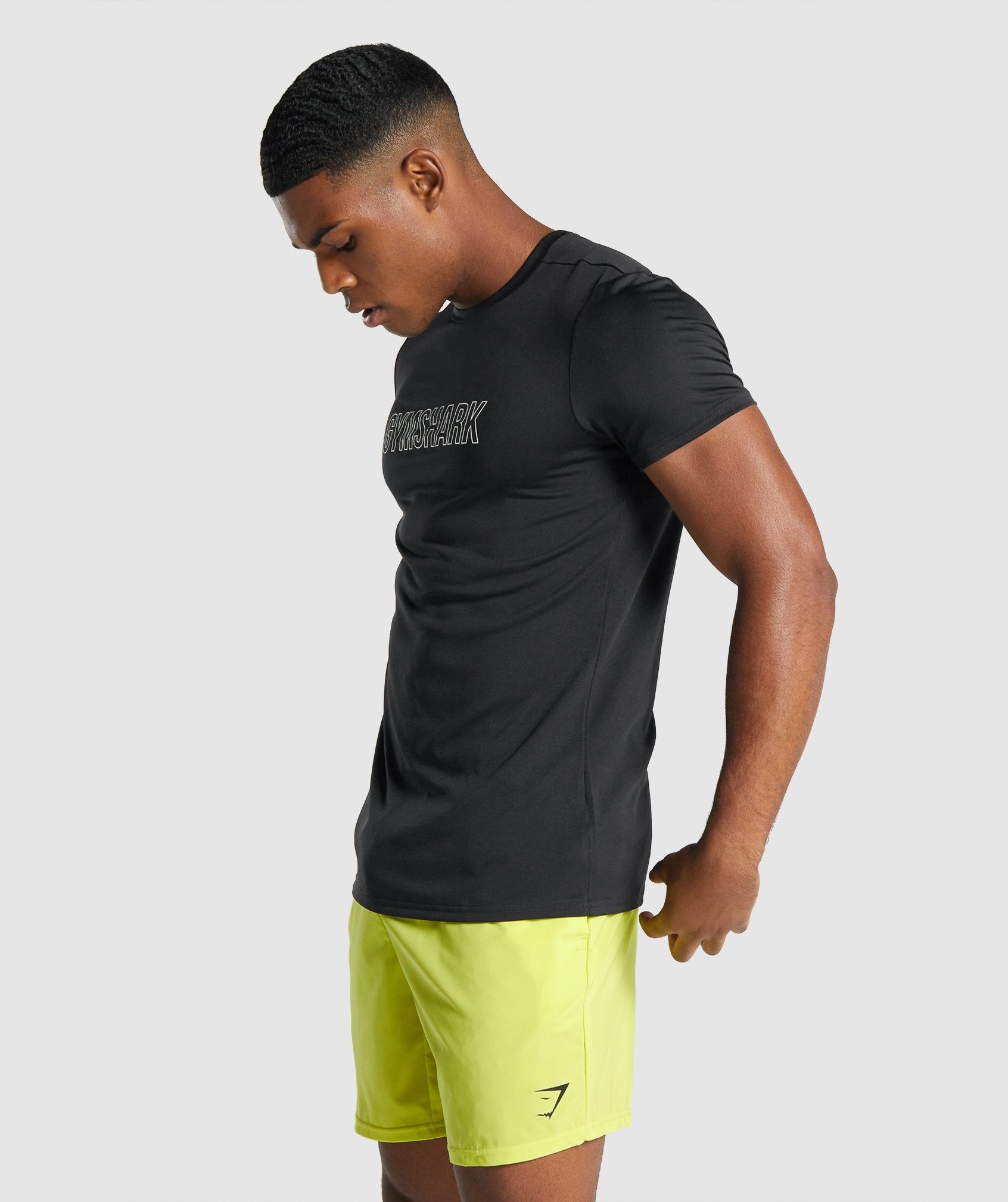 Black Men's Gymshark Arrival Graphic T Shirts | WGISLZ-580