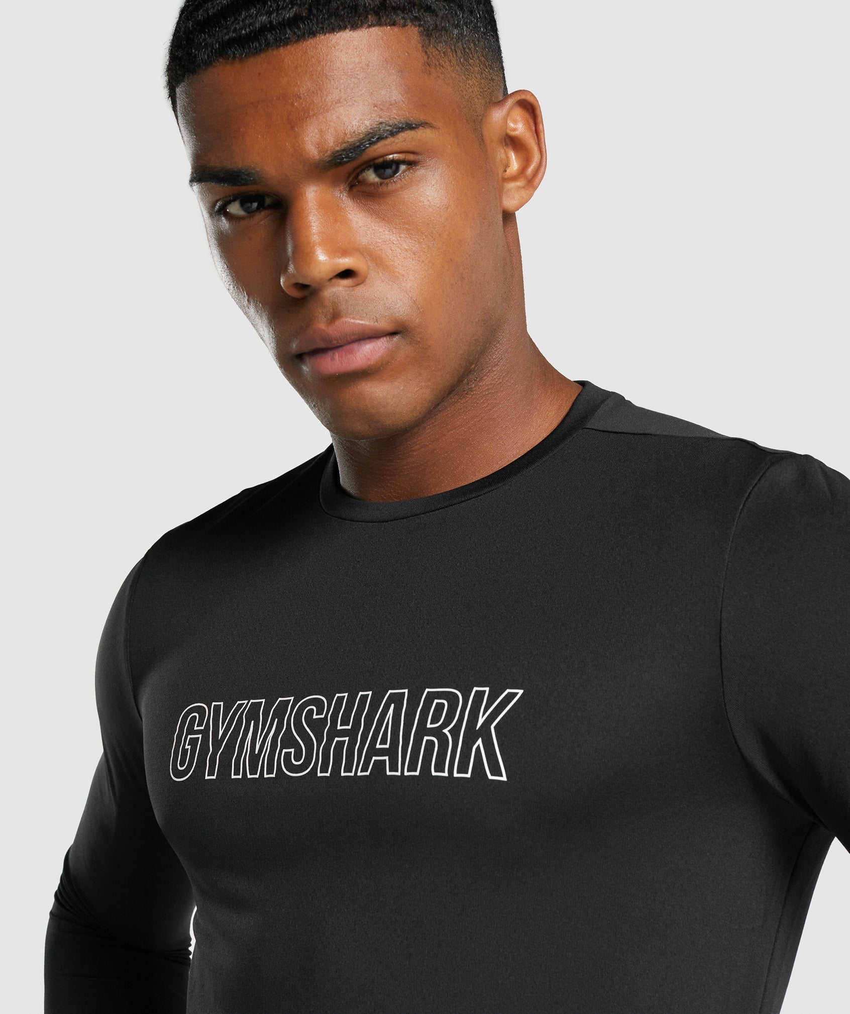 Black Men's Gymshark Arrival Long Sleeve Graphic T Shirts | BFUKLQ-180