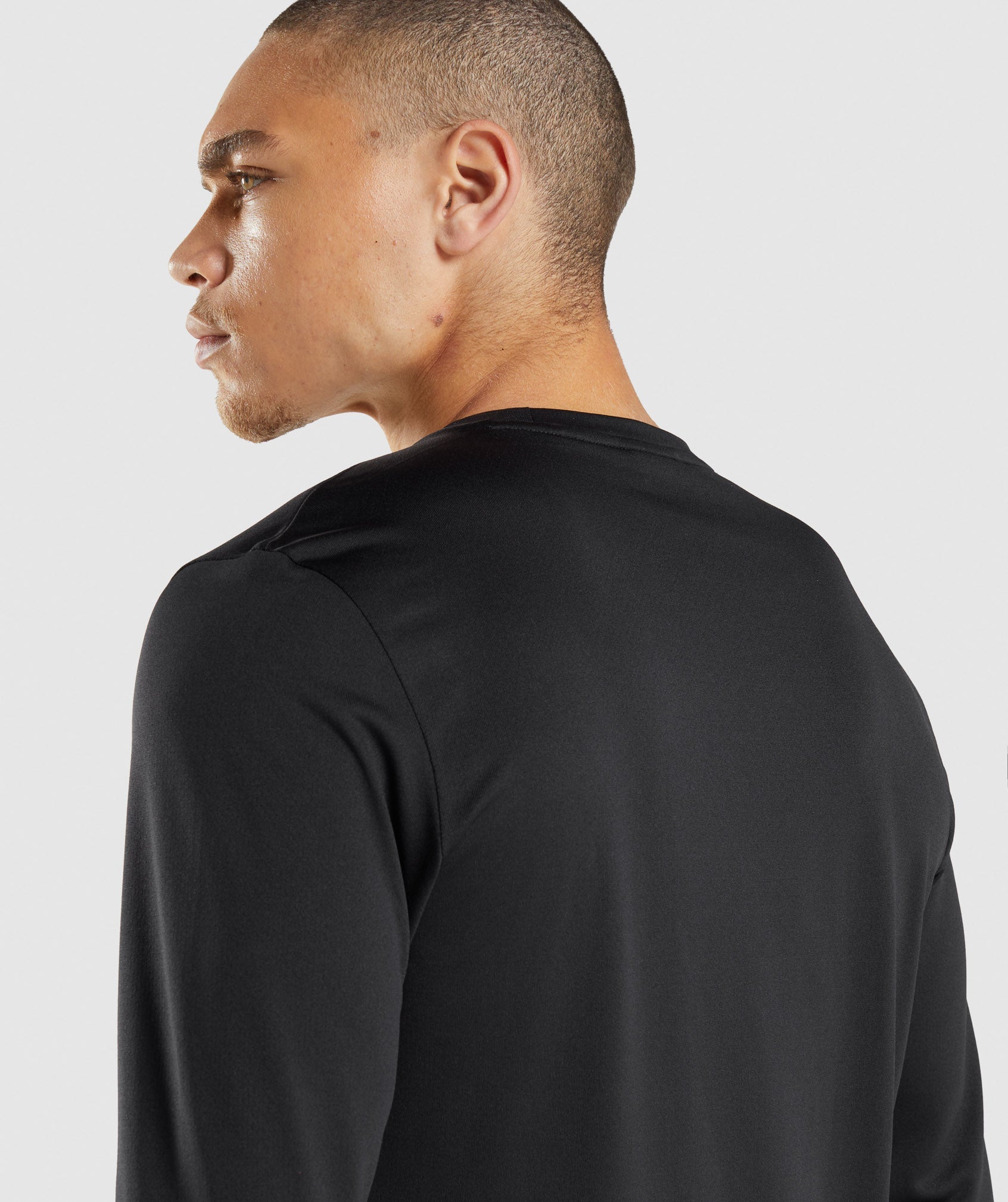 Black Men's Gymshark Arrival Long Sleeve T Shirts | WFMCYV-497