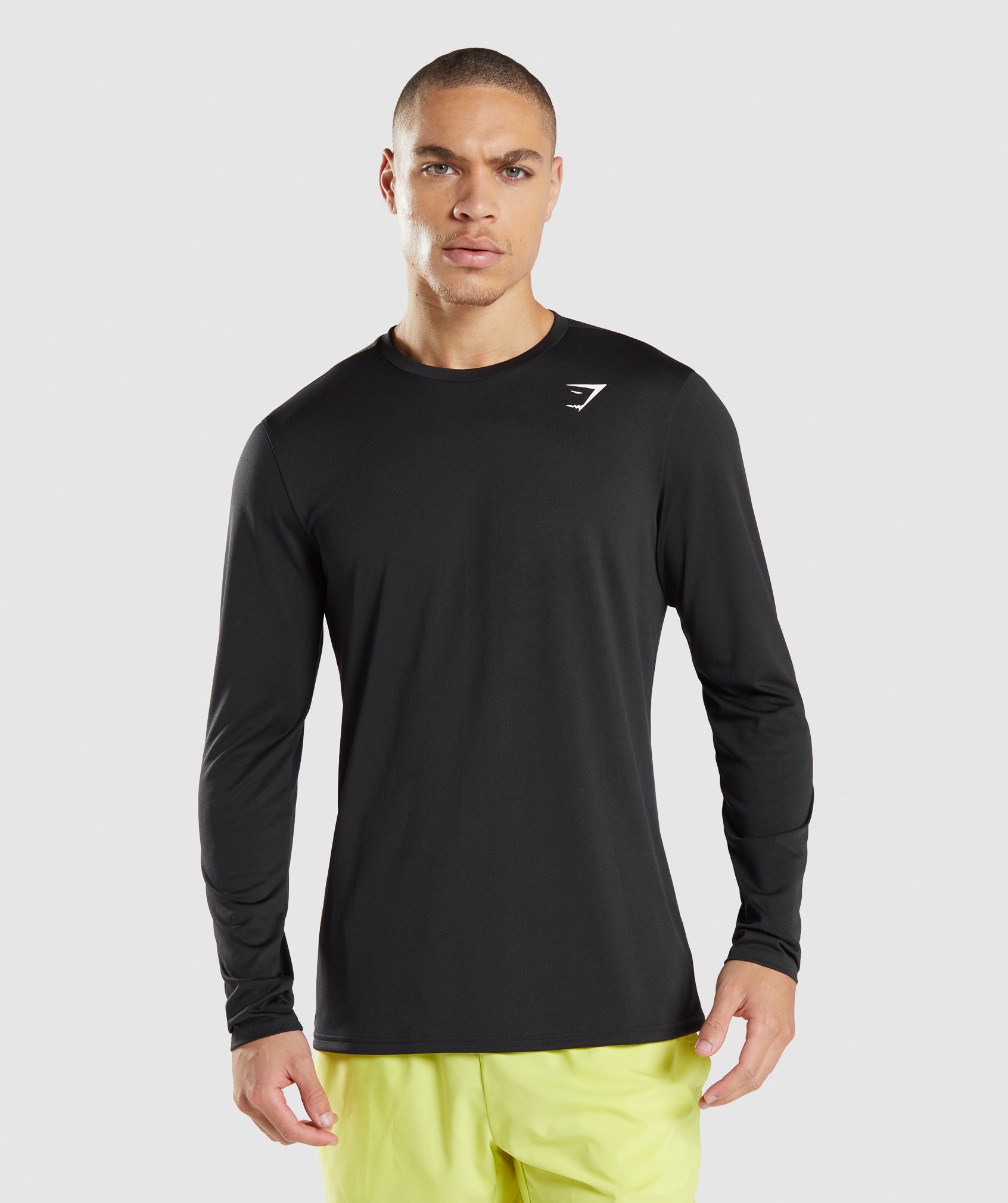 Black Men\'s Gymshark Arrival Long Sleeve T Shirts | WFMCYV-497