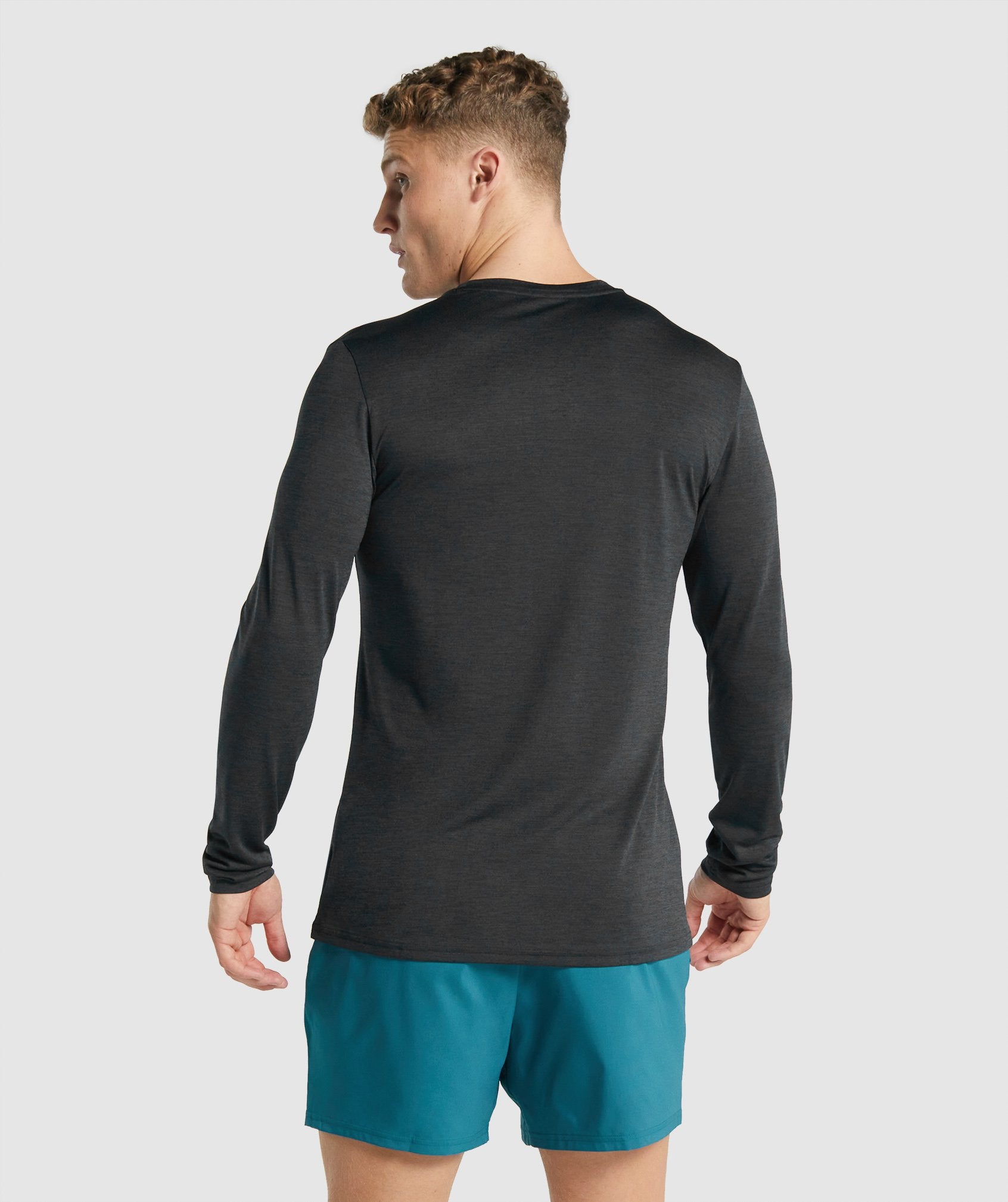 Black Men's Gymshark Arrival Marl Long Sleeve T Shirts | YJMCBZ-269