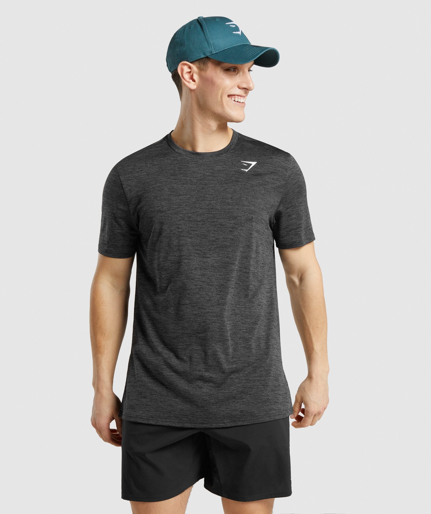 Black Men\'s Gymshark Arrival Marl T Shirts | PGOTSN-950