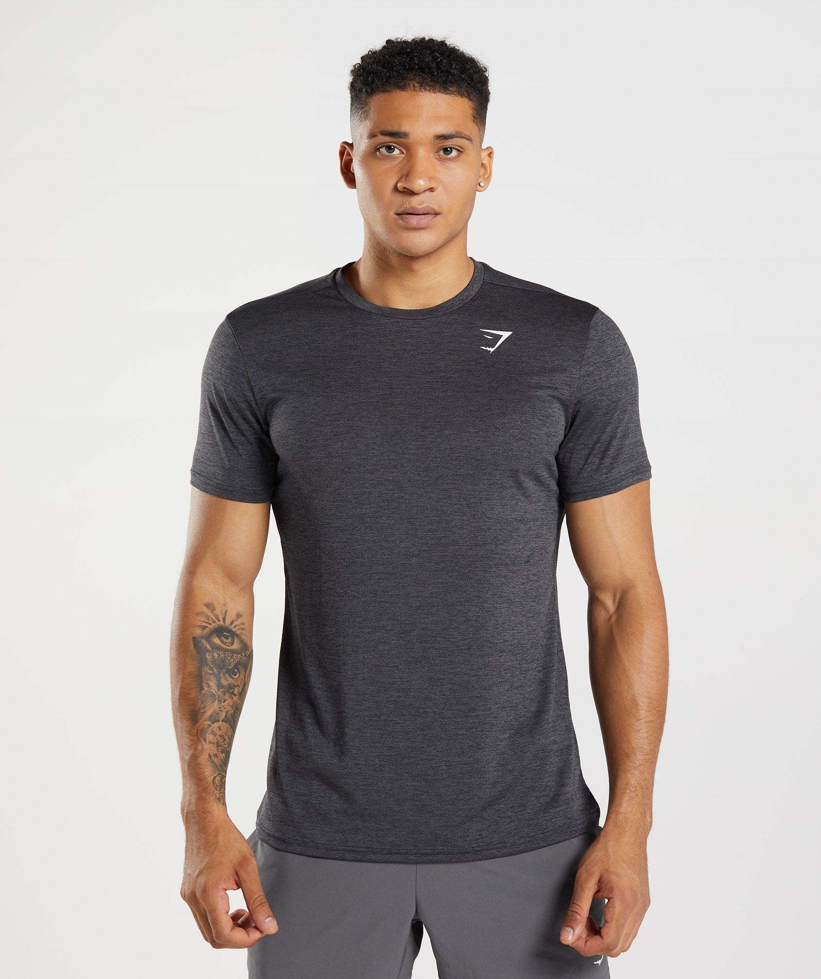 Black Men\'s Gymshark Arrival Marl T Shirts | XGHREO-426