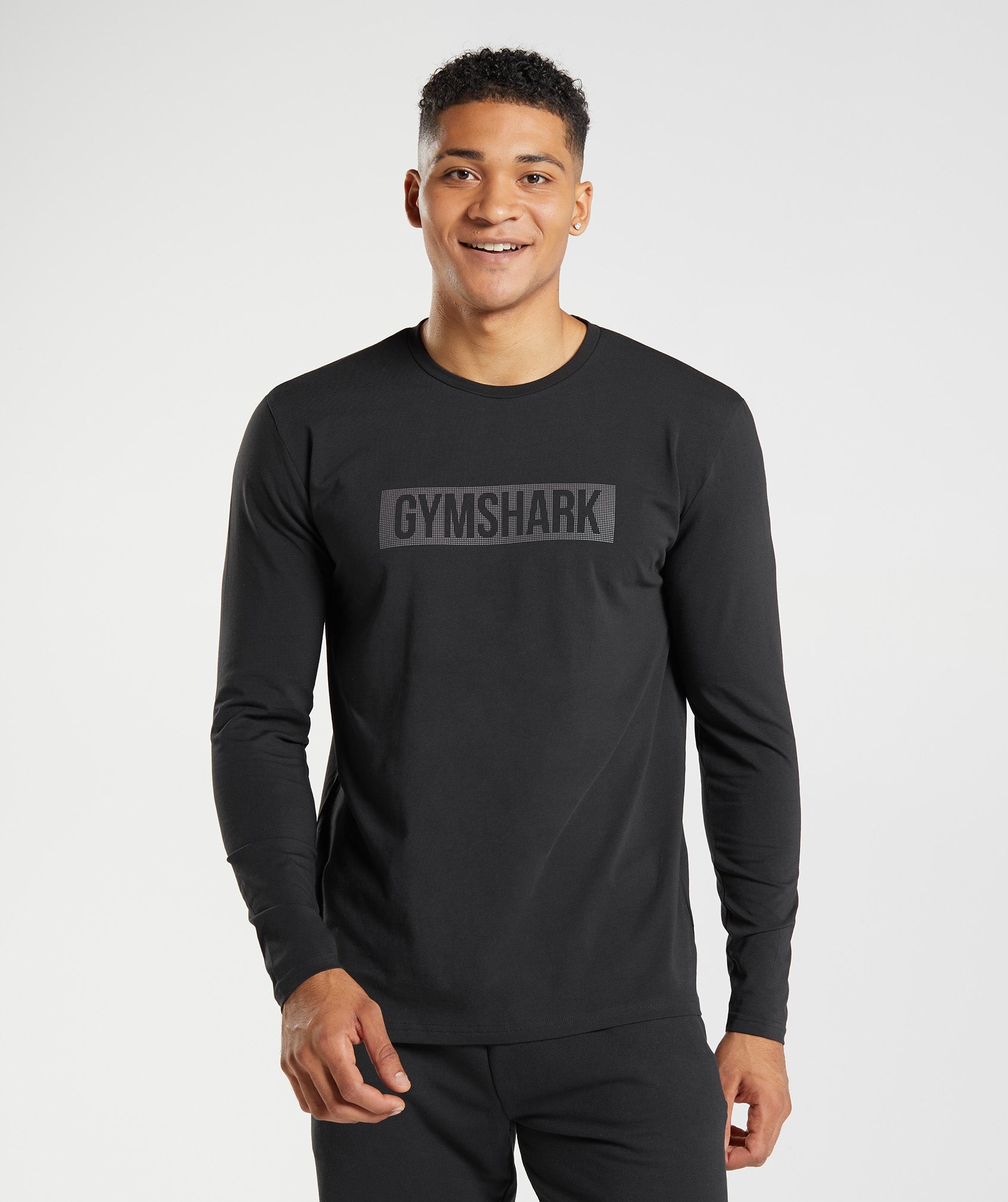 Black Men\'s Gymshark Block Long Sleeve T Shirts | MDFLXY-839