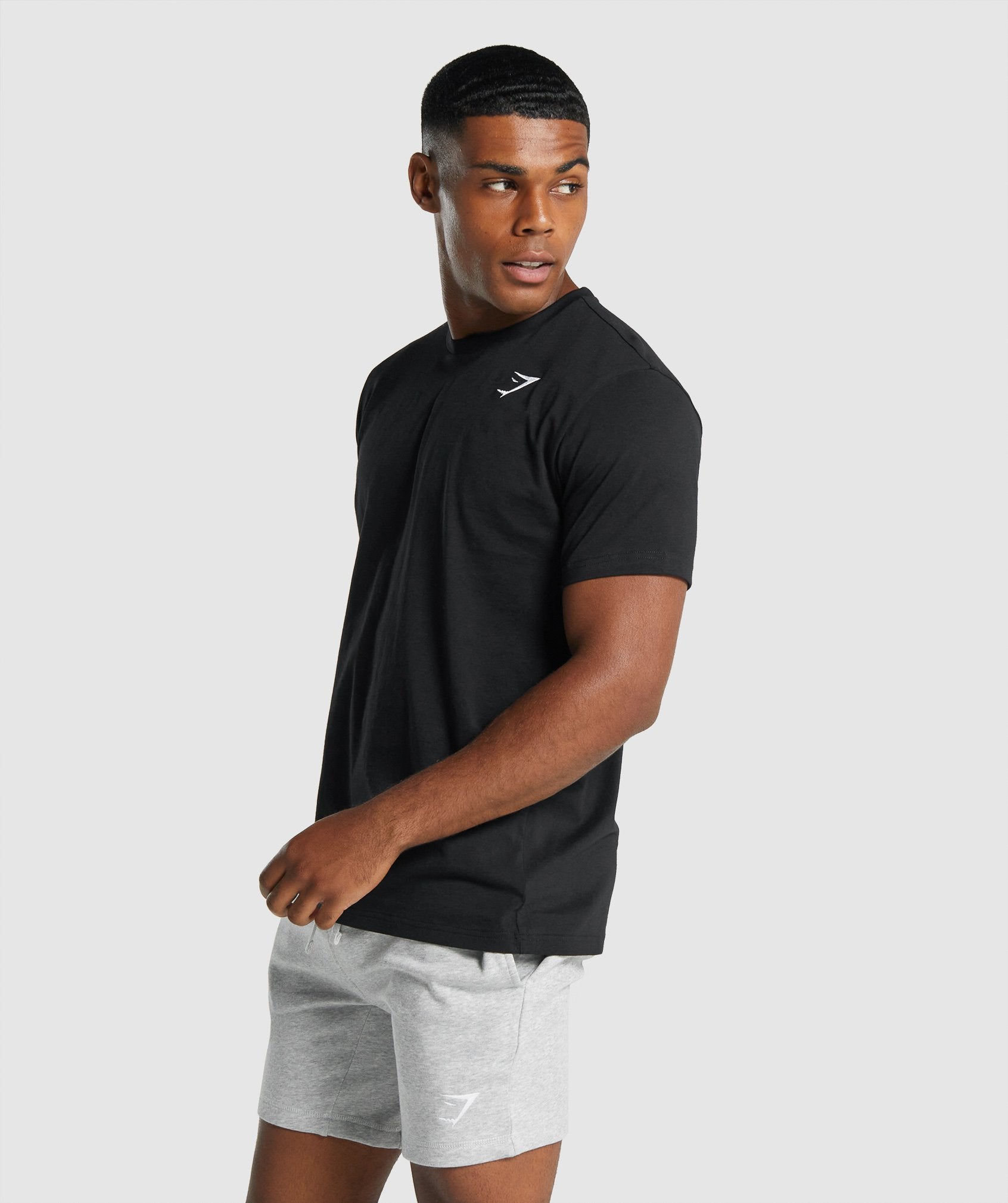 Black Men's Gymshark Crest T Shirts | CZSXPR-402