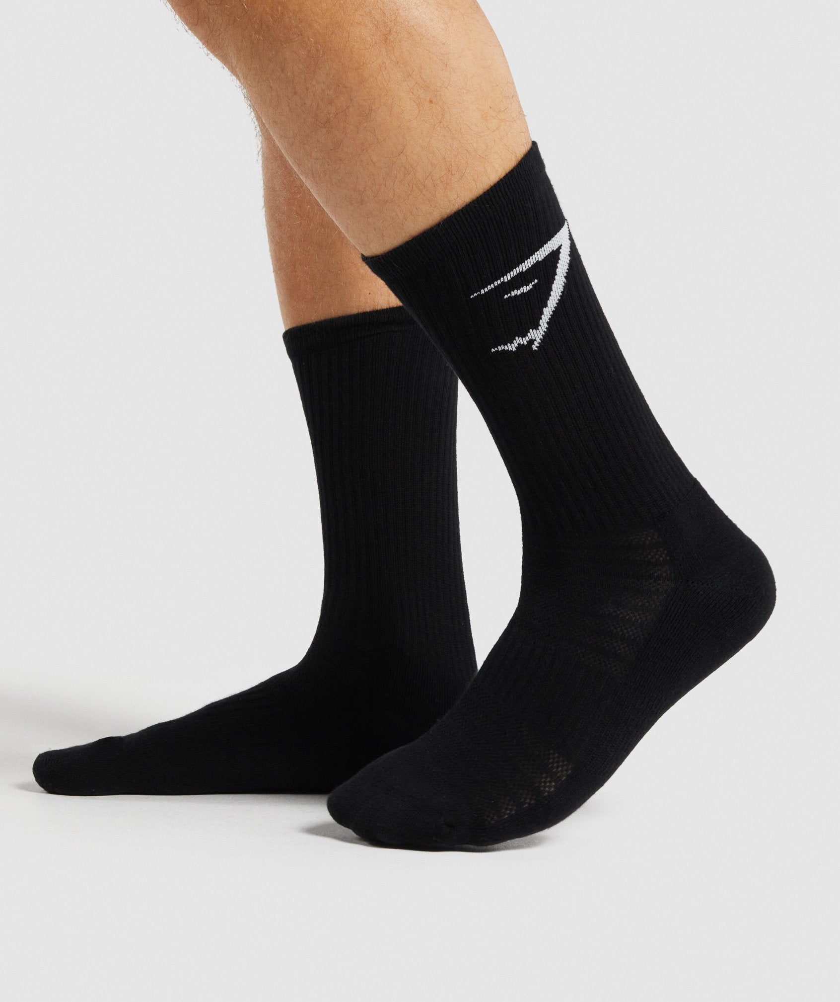 Black Men's Gymshark Crew 3pk Socks | ZJFPKY-683