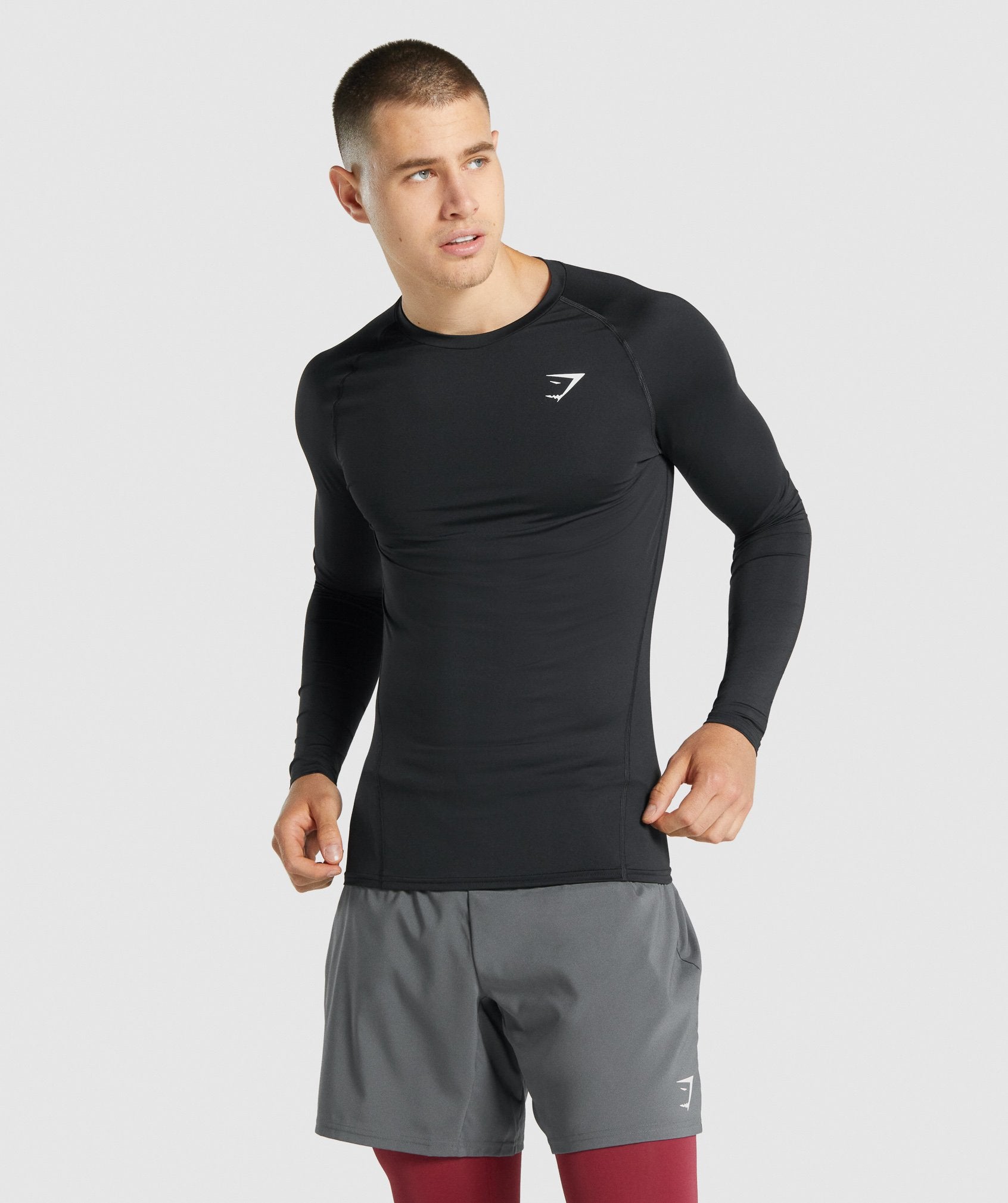 Black Men\'s Gymshark Element Baselayer Long Sleeve T Shirts | BWEZJL-957