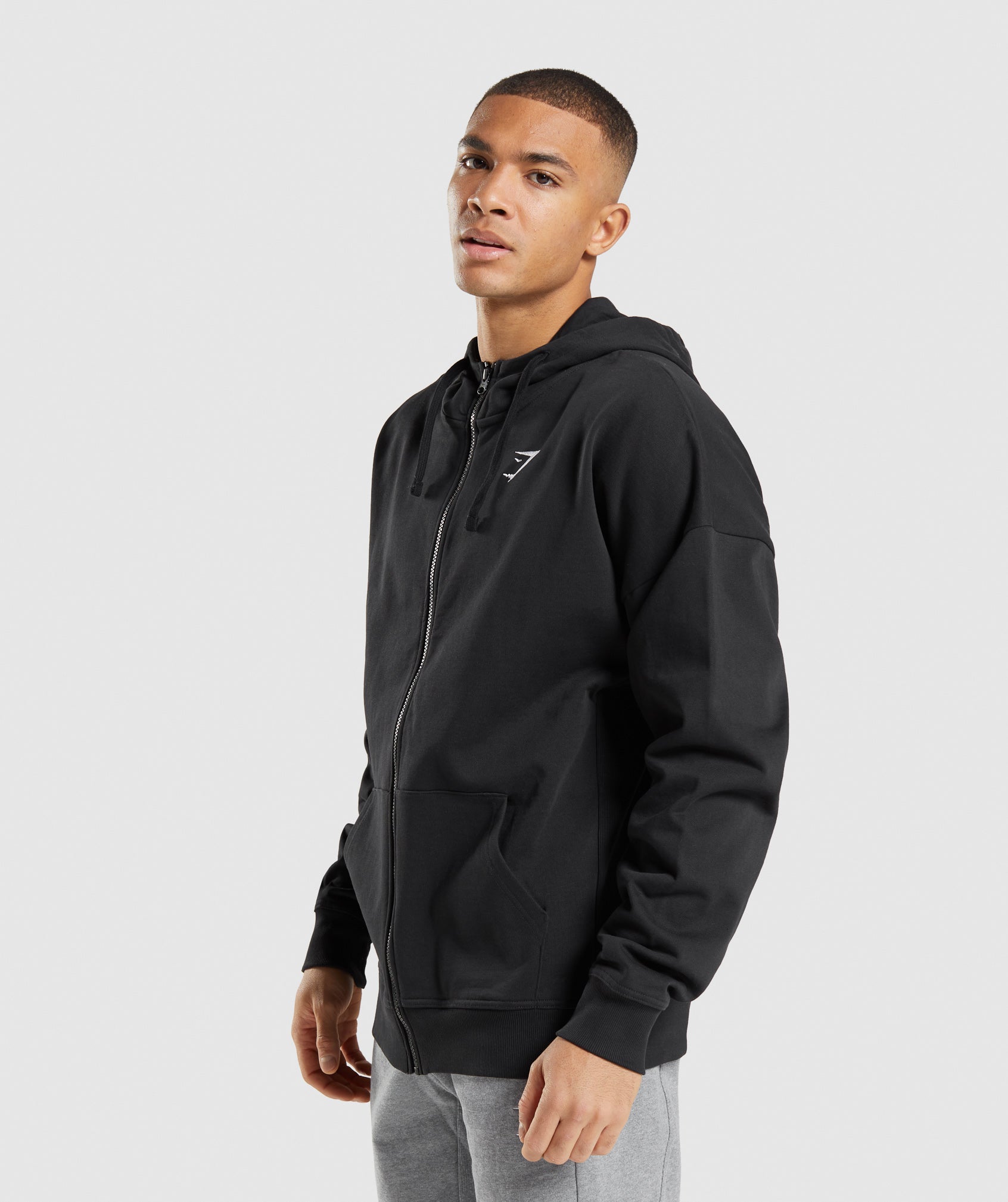 Black Men's Gymshark Essential Zip Up Hoodie | GKXUCP-830