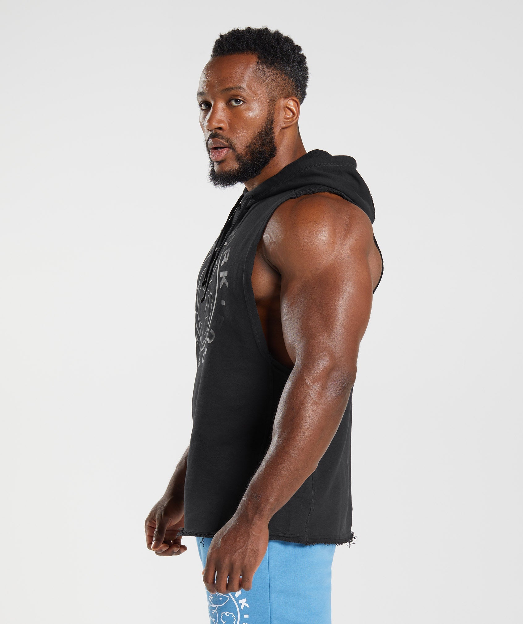 Black Men's Gymshark Legacy Drop Arm Hoodie | QPBKUV-798