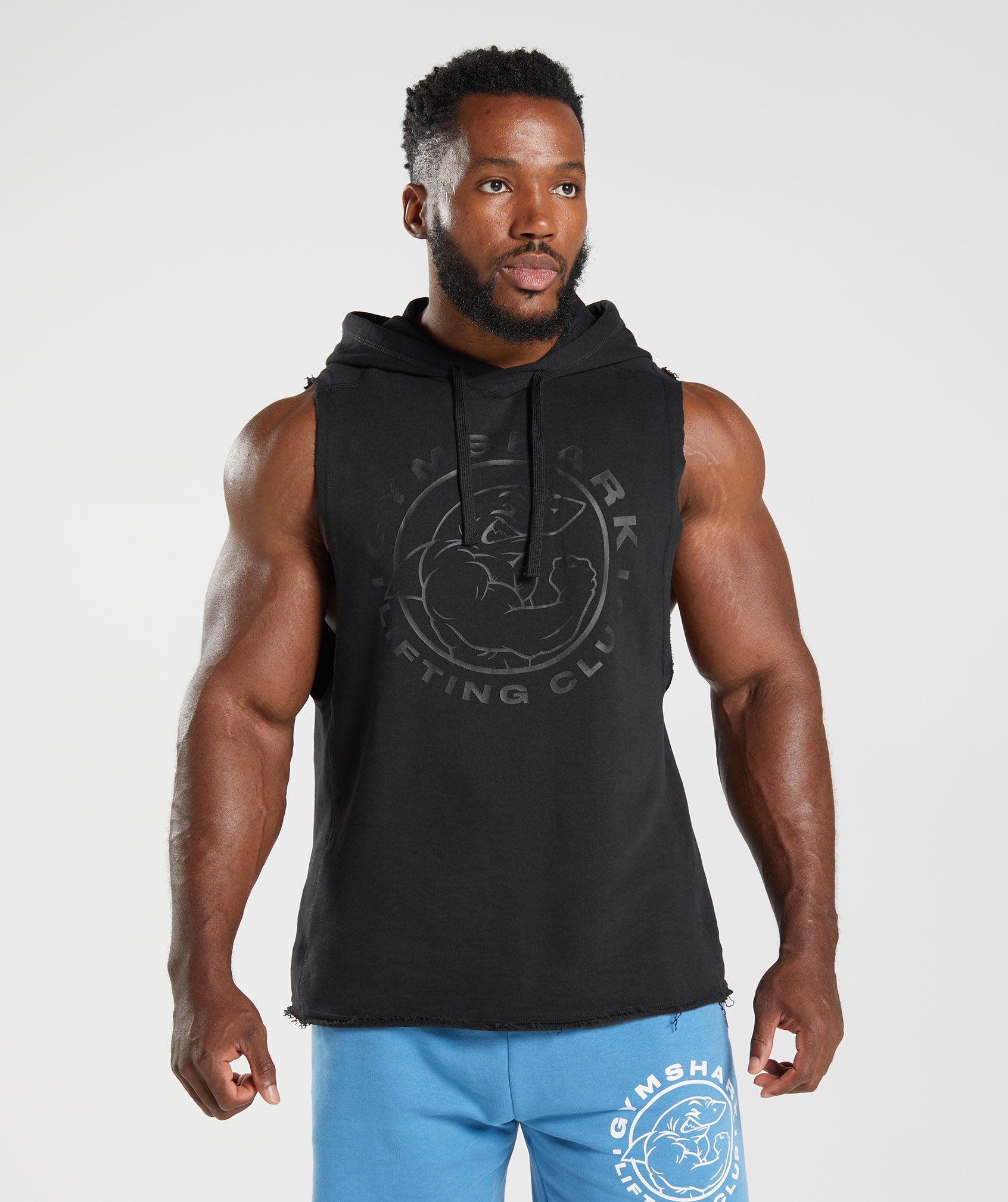 Black Men\'s Gymshark Legacy Drop Arm Hoodie | QPBKUV-798