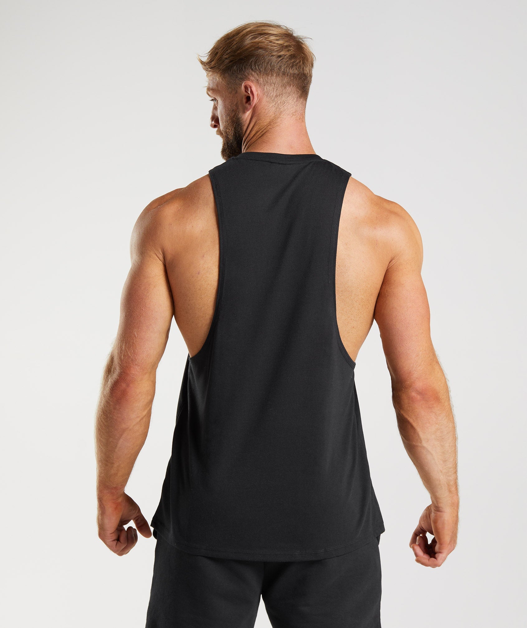 Black Men's Gymshark Legacy Drop Arm Tanks | IYUWSD-315