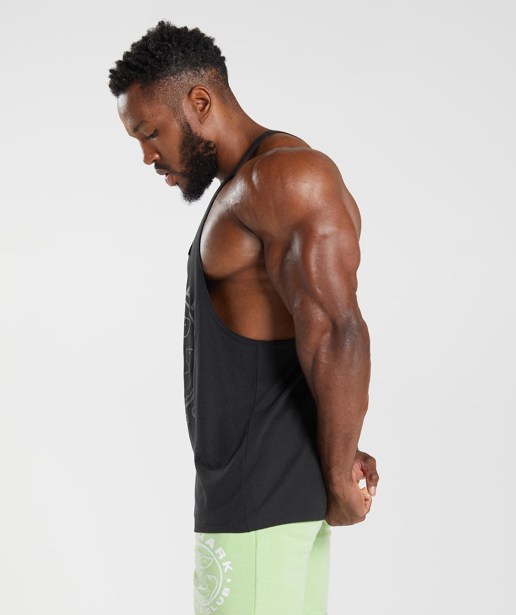 Black Men's Gymshark Legacy Stringer Vest | CBOUZW-185