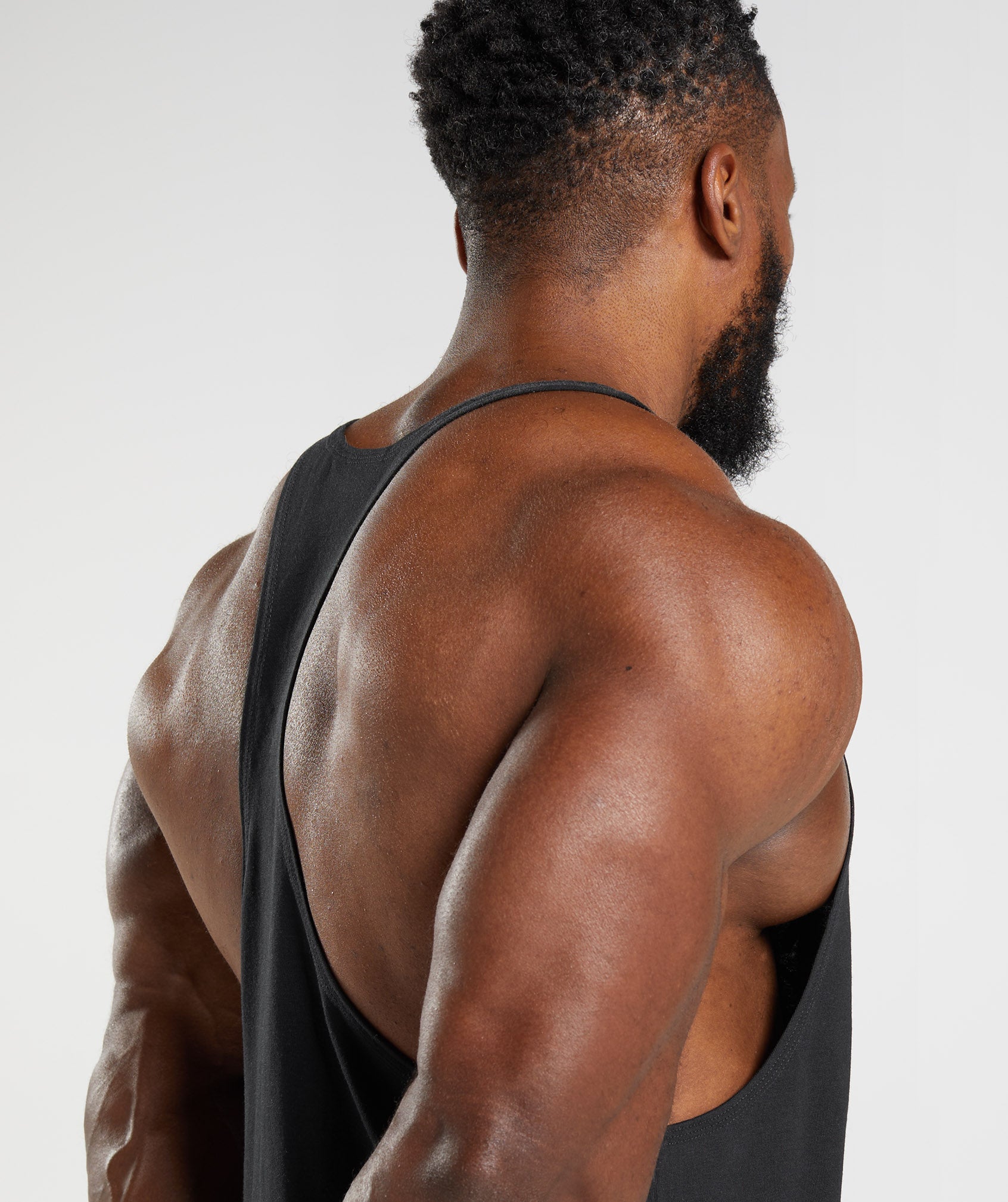 Black Men's Gymshark Legacy Stringer Vest | CBOUZW-185