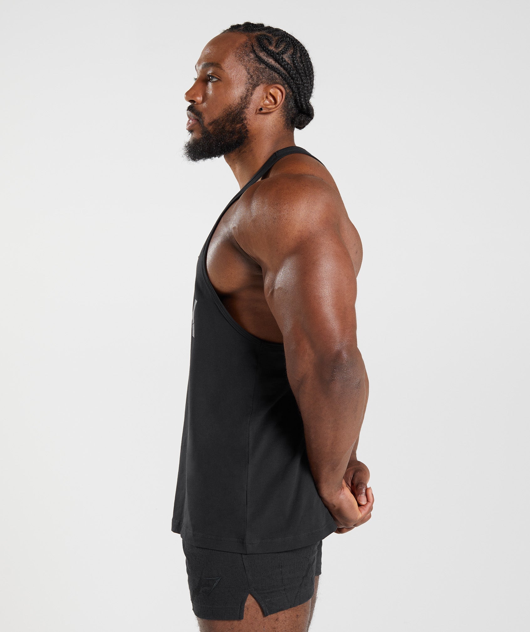 Black Men's Gymshark Power Stringer Vest | KZQOSW-068