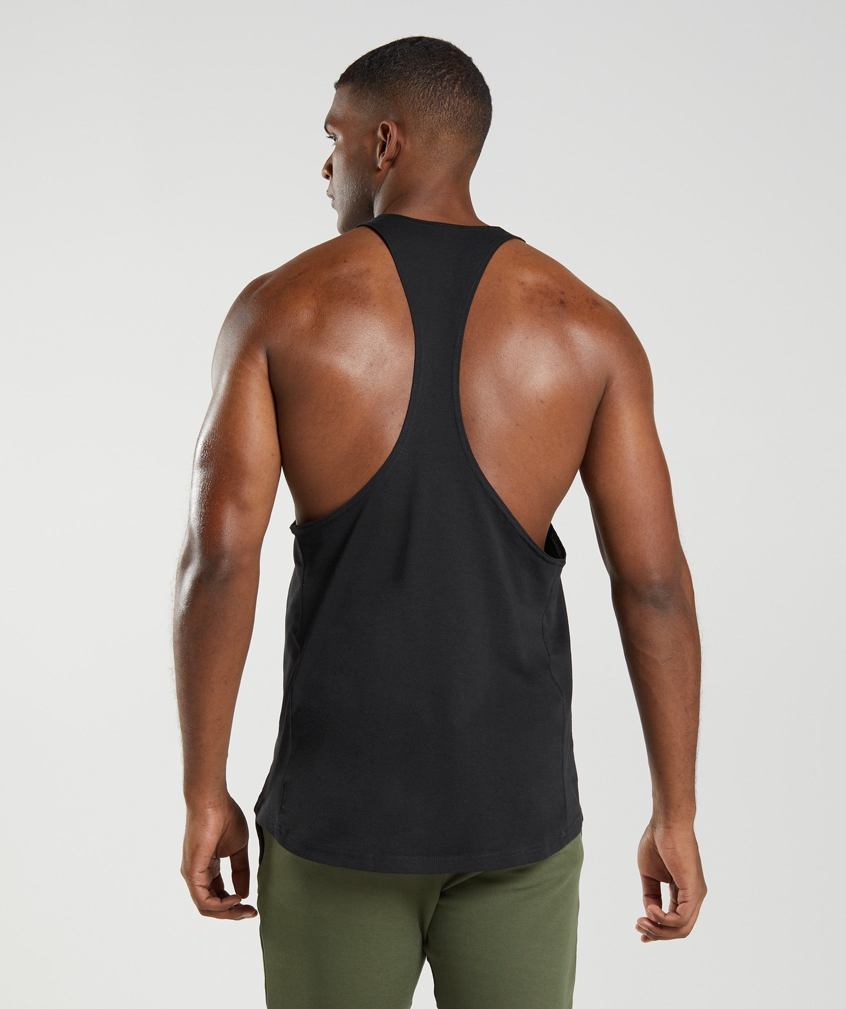 Black Men's Gymshark React Stringer Vest | HVAWJZ-870