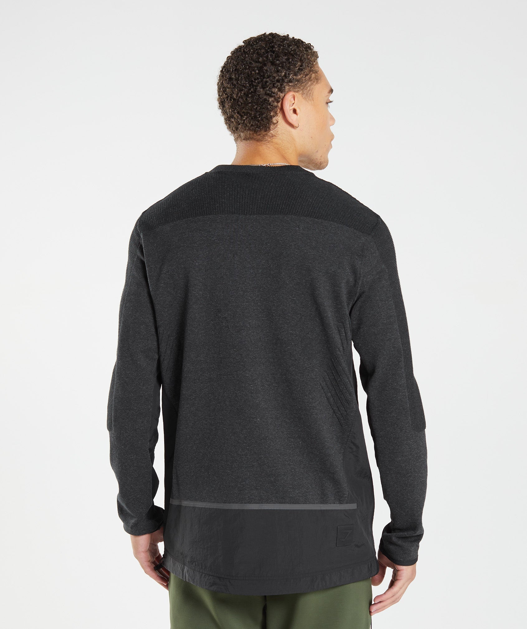 Black Men's Gymshark Retake Crew Tops | VHNBET-890