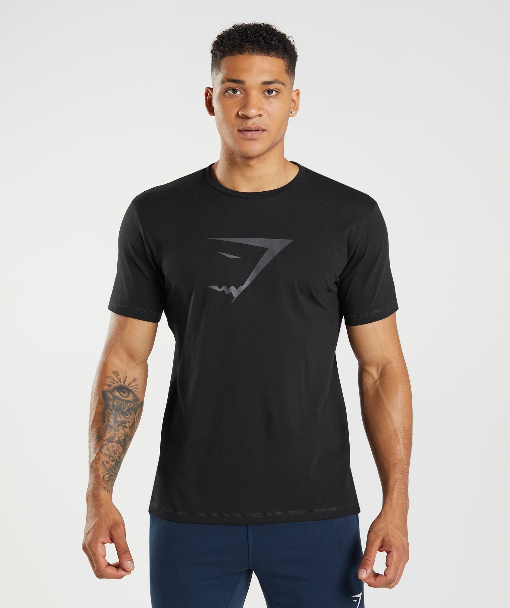 Black Men\'s Gymshark Sharkhead Infill T Shirts | XGVUSH-315