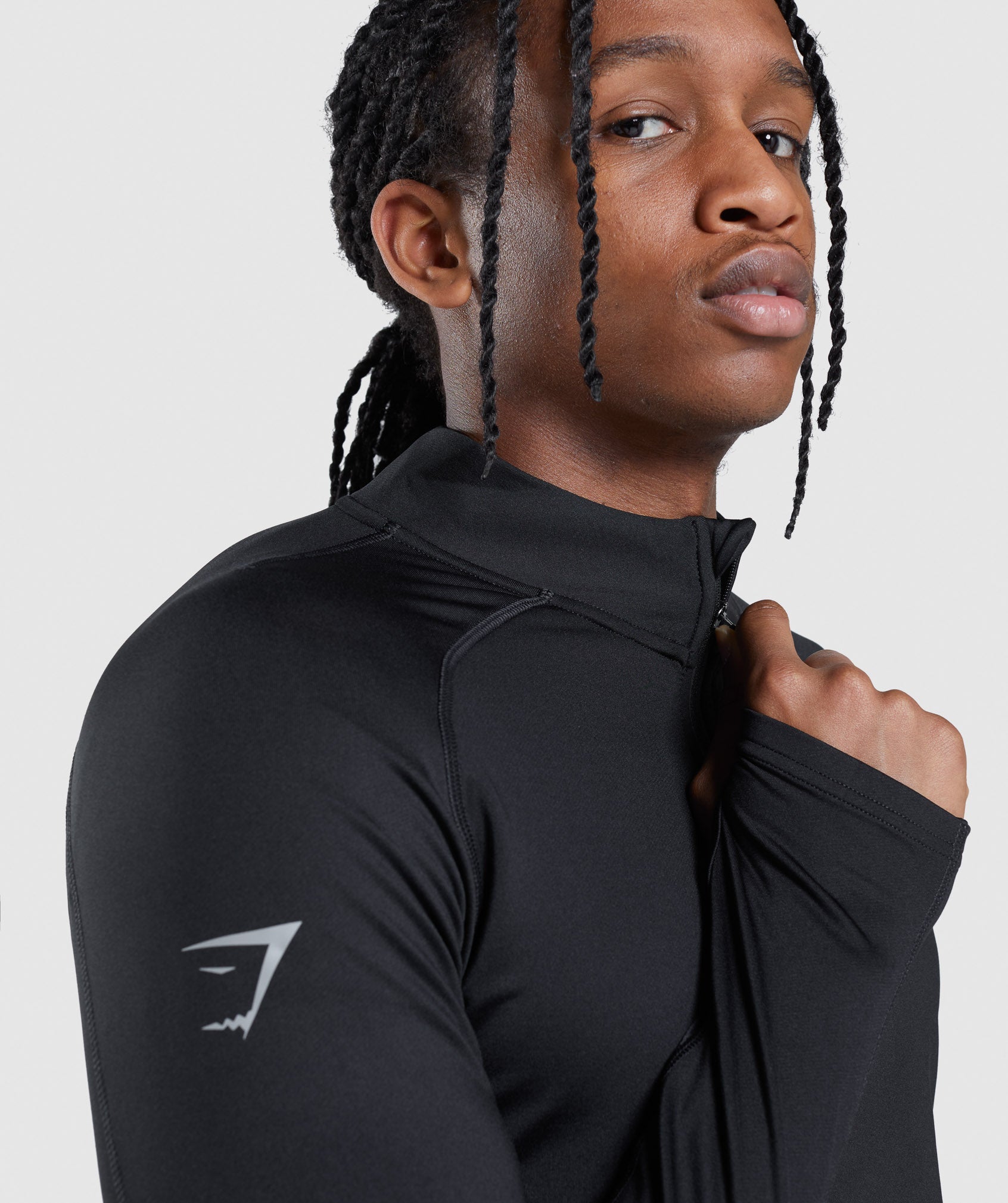 Black Men's Gymshark Speed Evolve 1/4 Zip Tops | FIJBRV-380