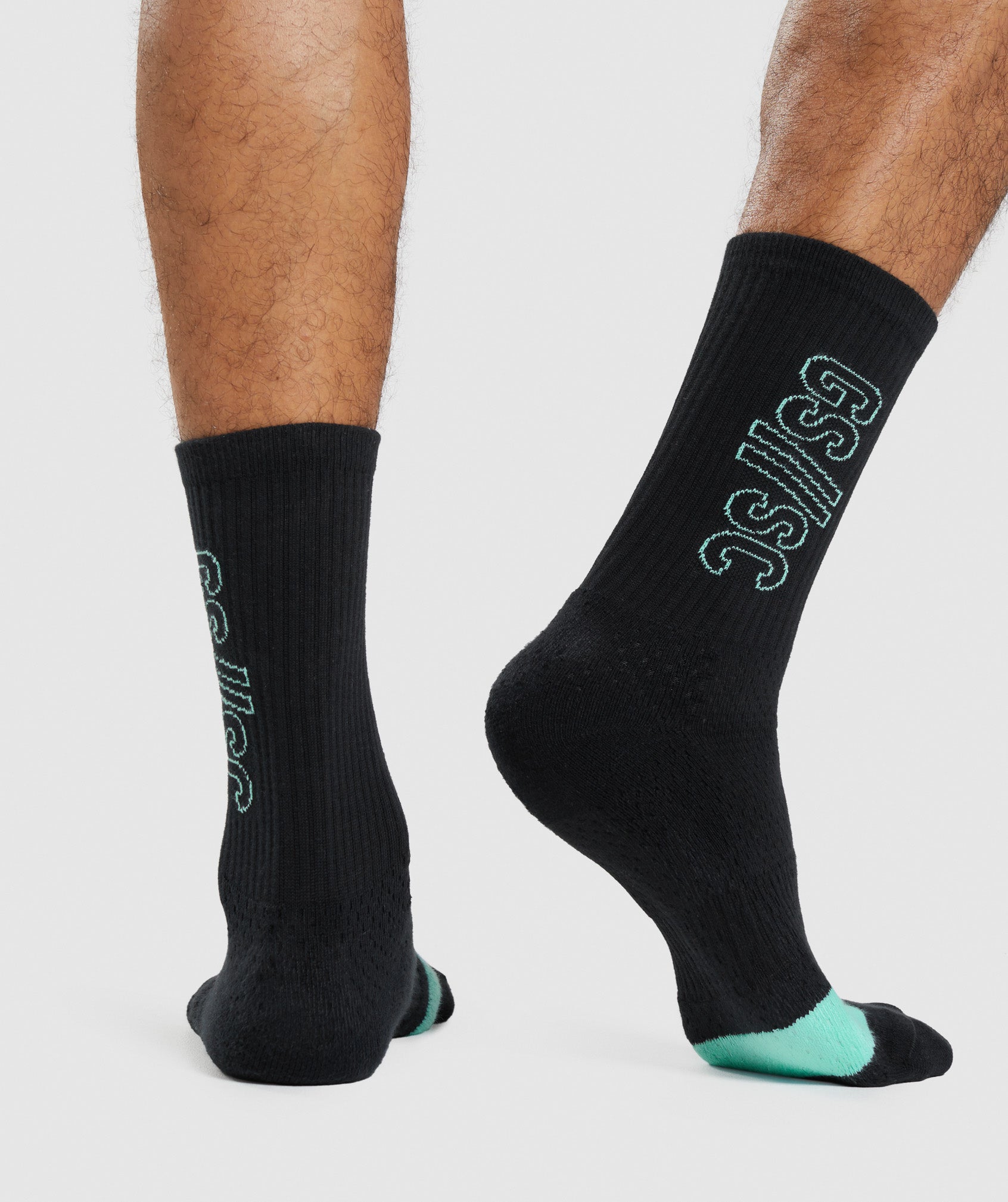 Black Men's Gymshark Steve Cook Crew Socks | VCLQGA-297