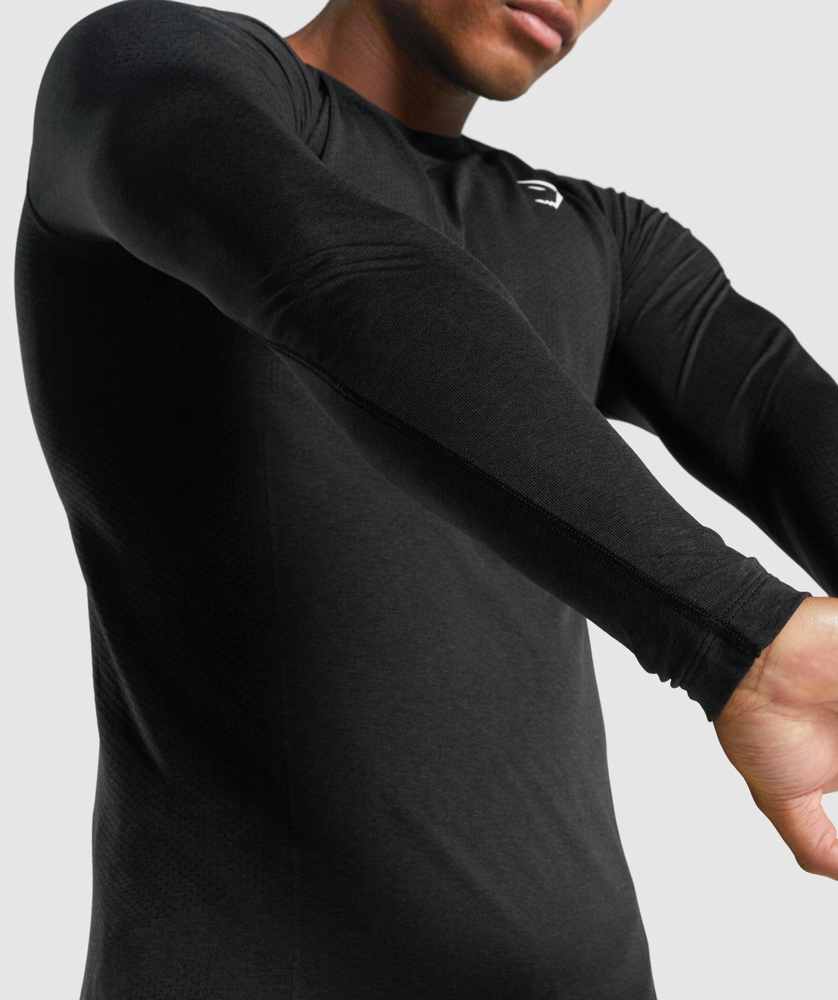 Black Men's Gymshark Vital Light Seamless Long Sleeve T Shirts | OFLZHB-348