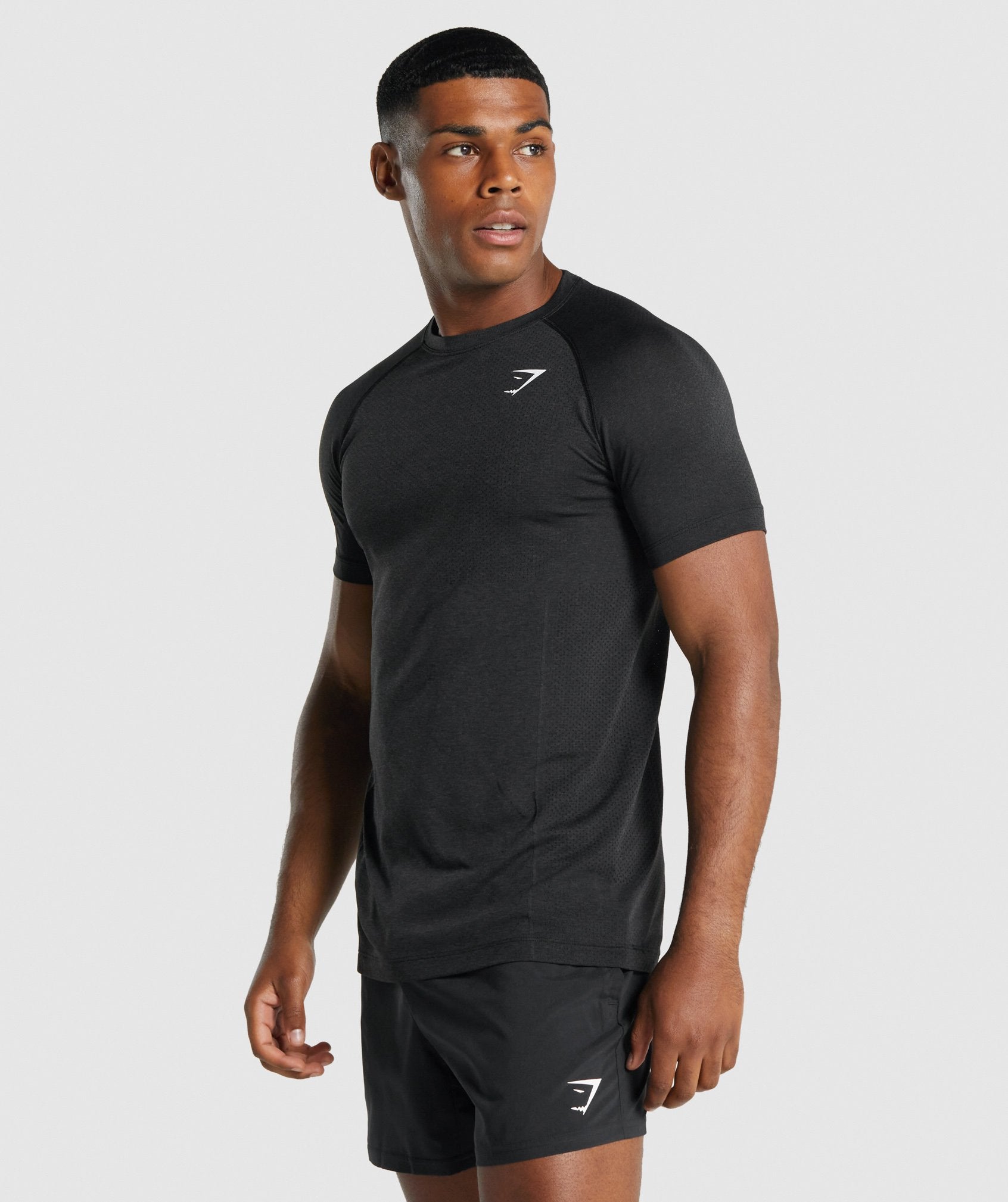 Black Men\'s Gymshark Vital Light seamless T Shirts | BFVEAM-508