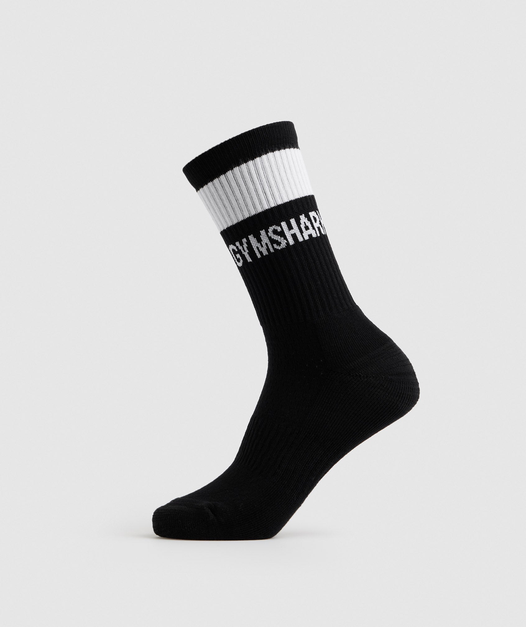 Black / White Men\'s Gymshark Premium Jacquard Single Socks | HUYSCJ-132