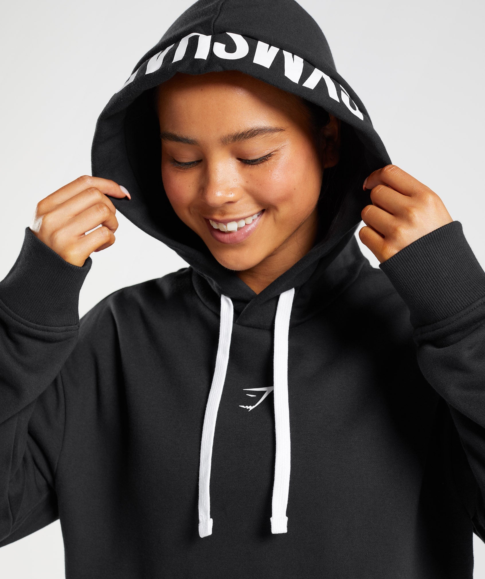 Black / White Women's Gymshark Fraction Hoodie | PQOJBS-075