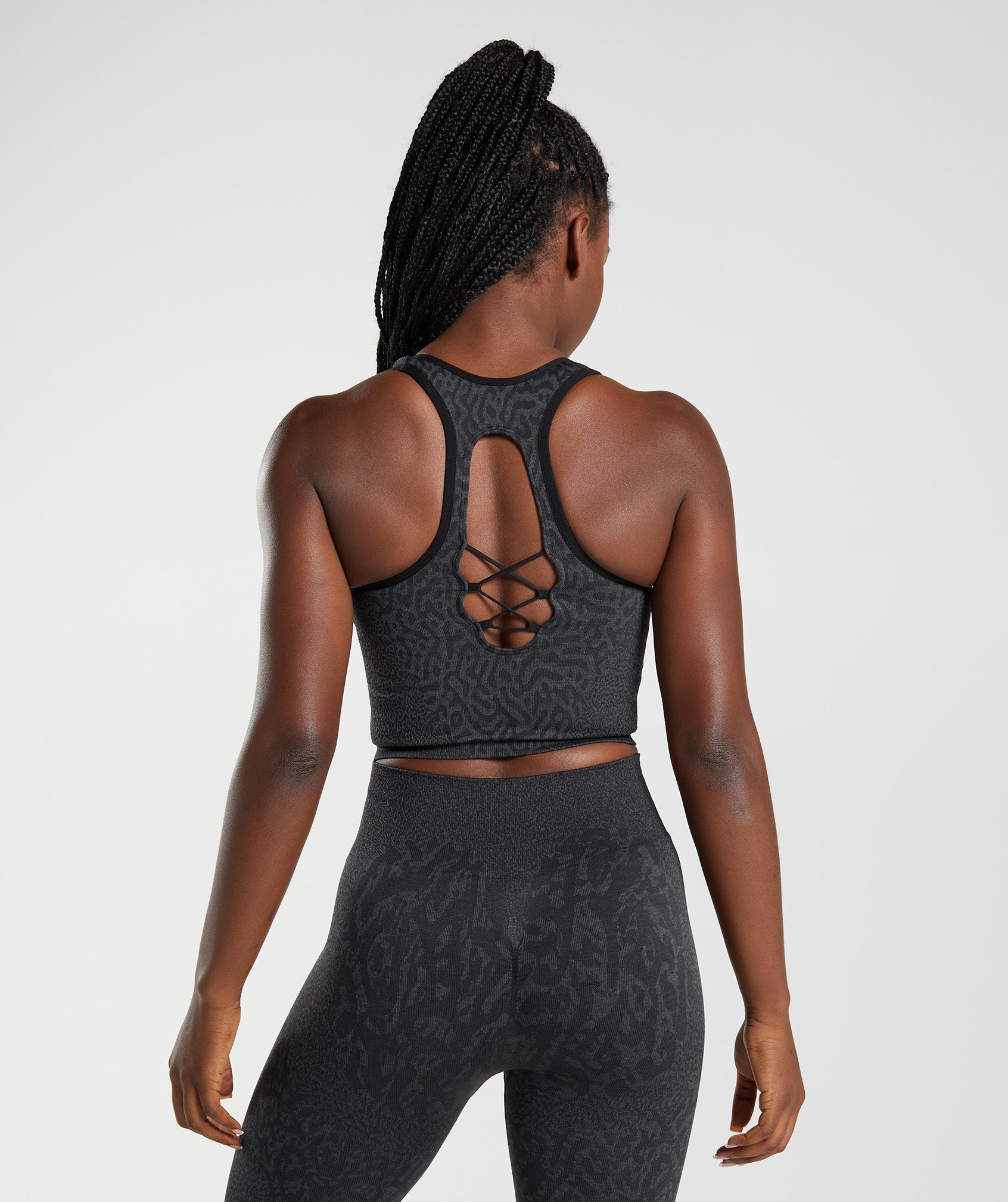 Black Women's Gymshark Adapt Animal Seamless Crop Tanks | DLZNMX-894