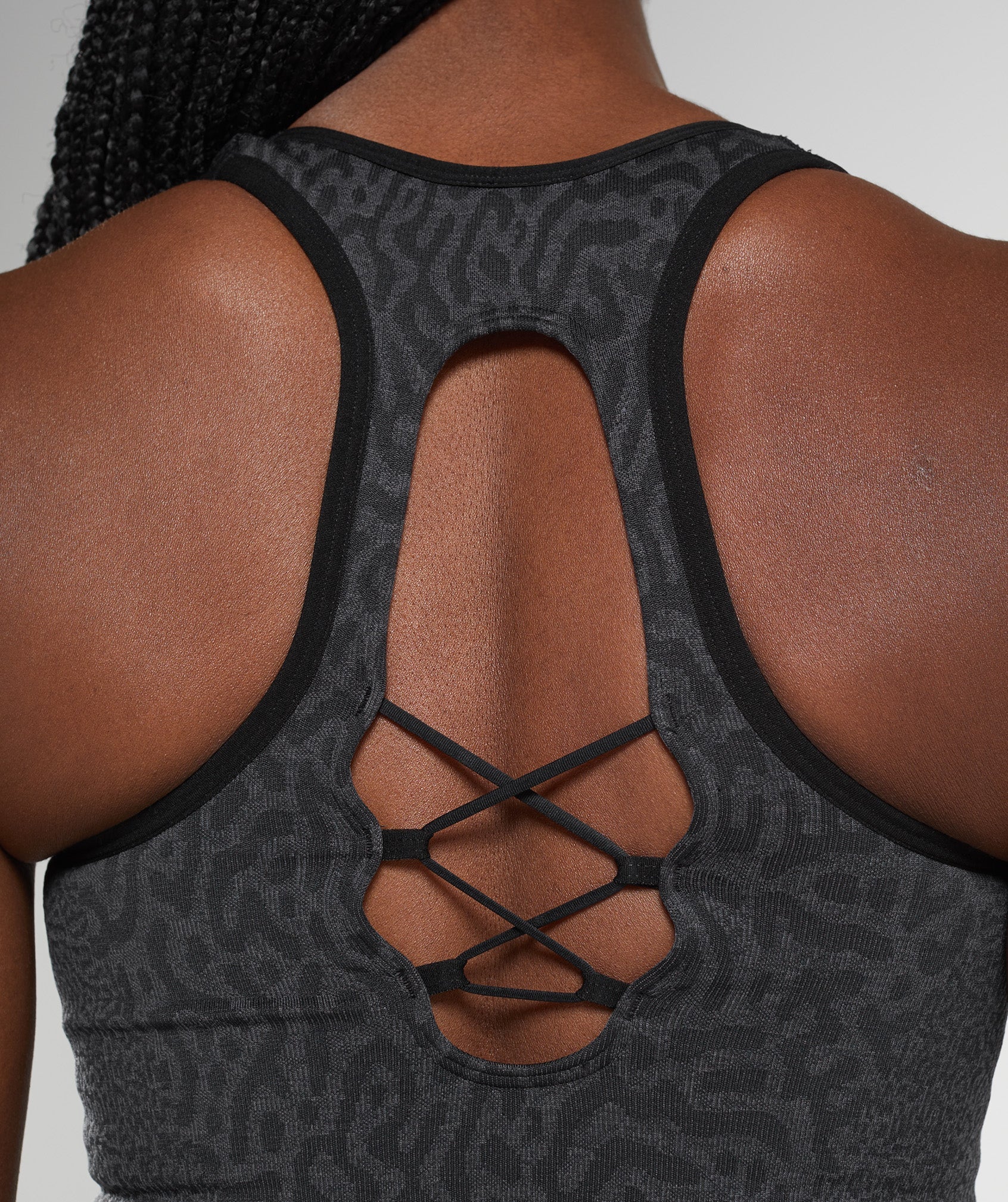 Black Women's Gymshark Adapt Animal Seamless Crop Tanks | DLZNMX-894