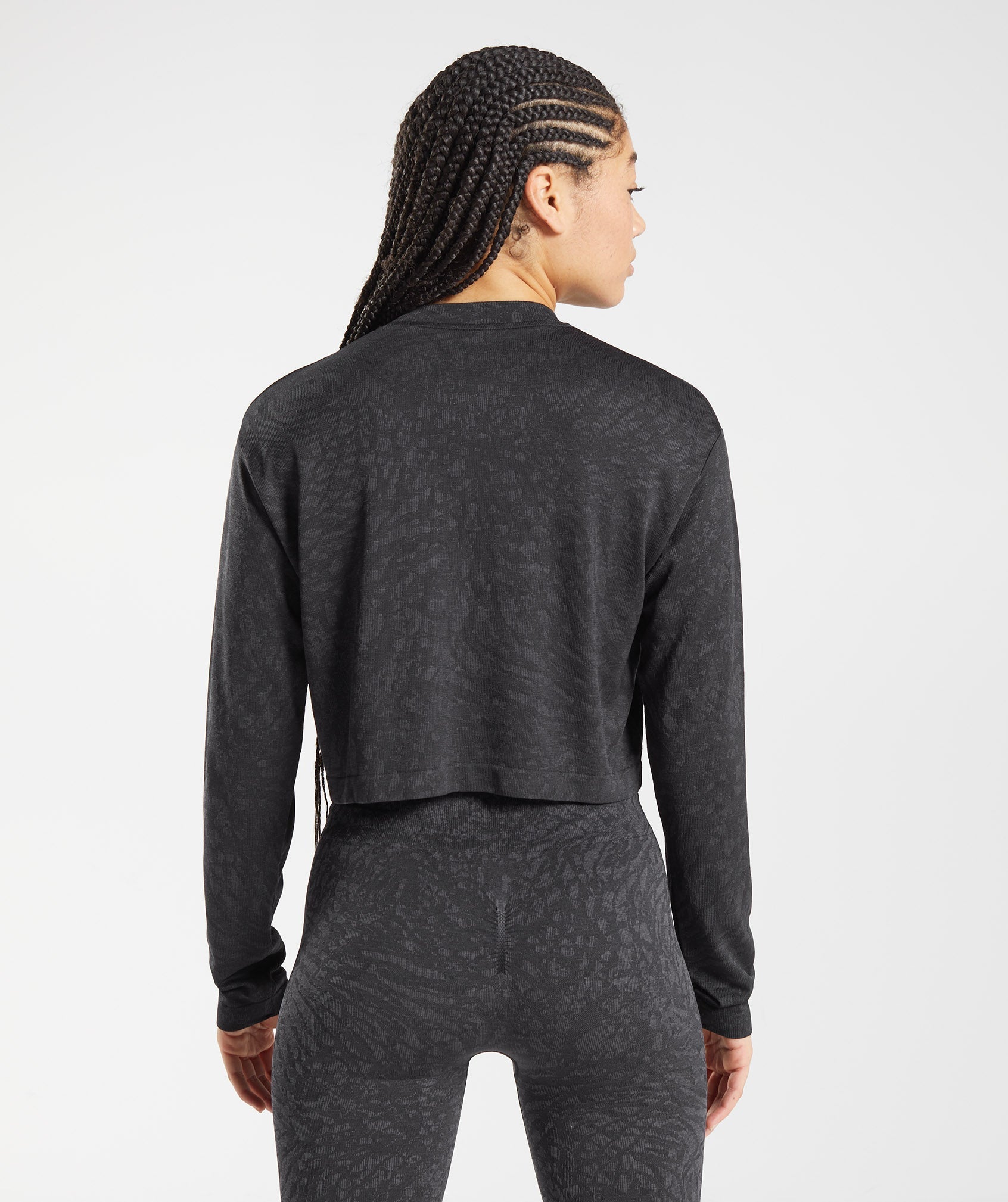 Black Women's Gymshark Adapt Animal Seamless Long Sleeve Tops | LIYVFQ-745