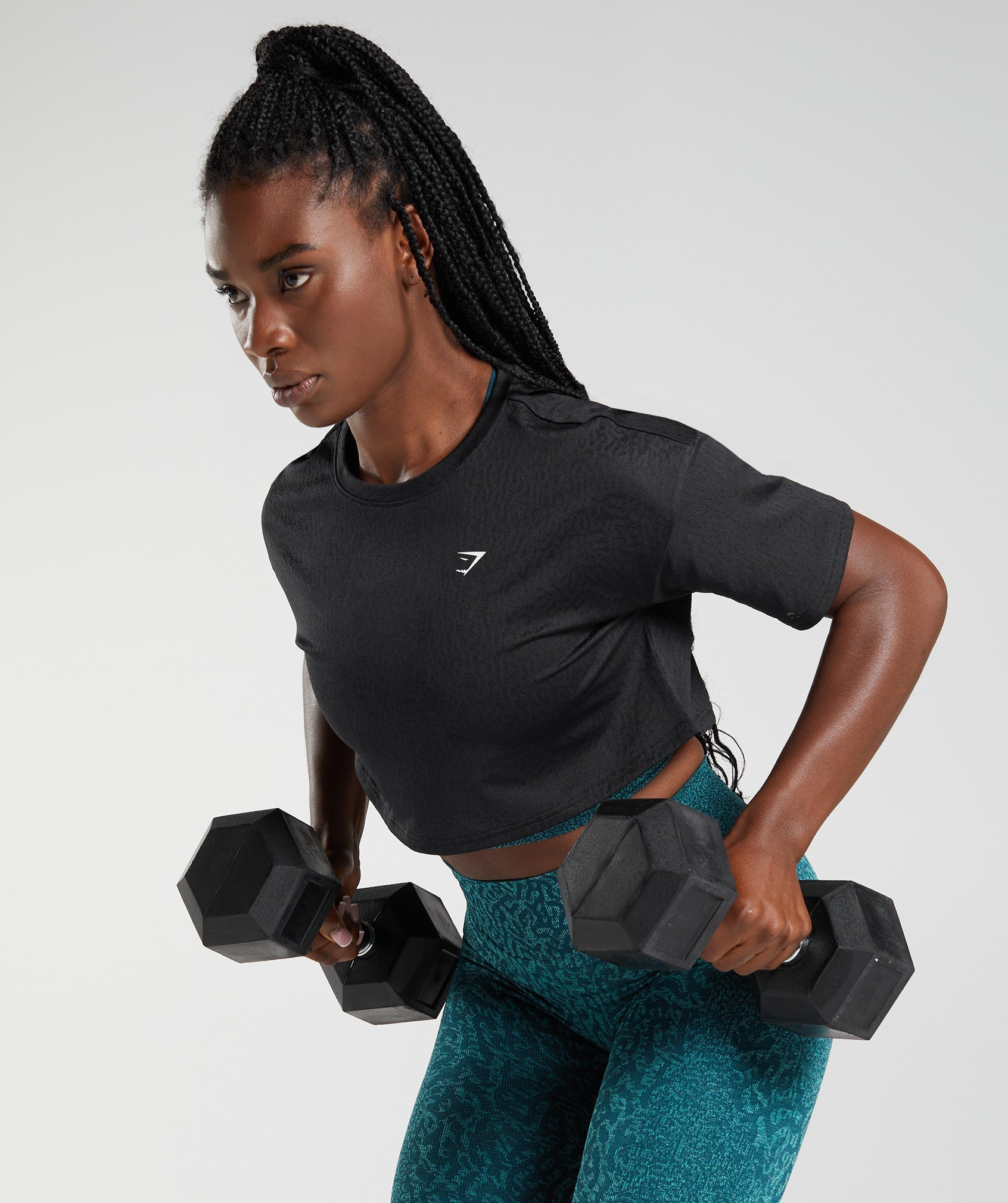 Black Women's Gymshark Adapt Animal Seamless Crop Tops | QACUMB-849