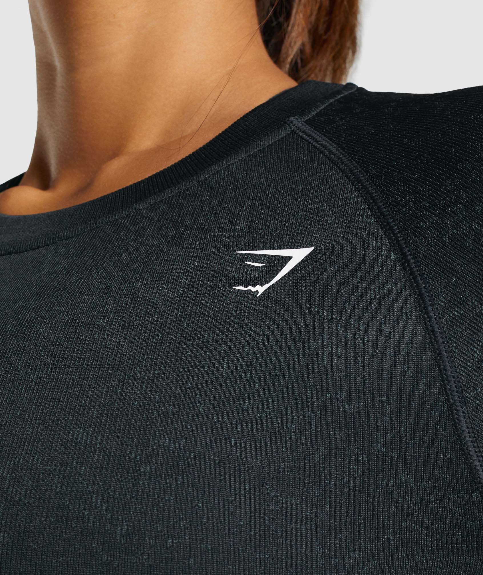 Black Women's Gymshark Adapt Fleck Seamless Long Sleeve Crop Tops | NWYEHZ-507