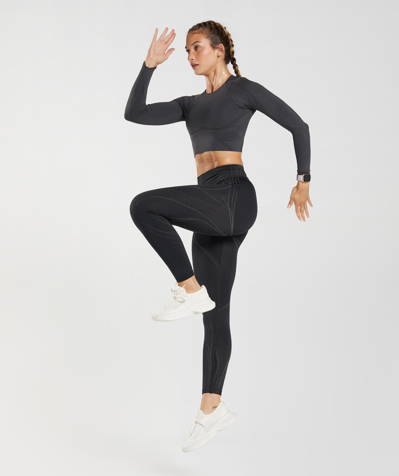 Black Women's Gymshark Apex Seamless Crop Tops | LNZUQD-435