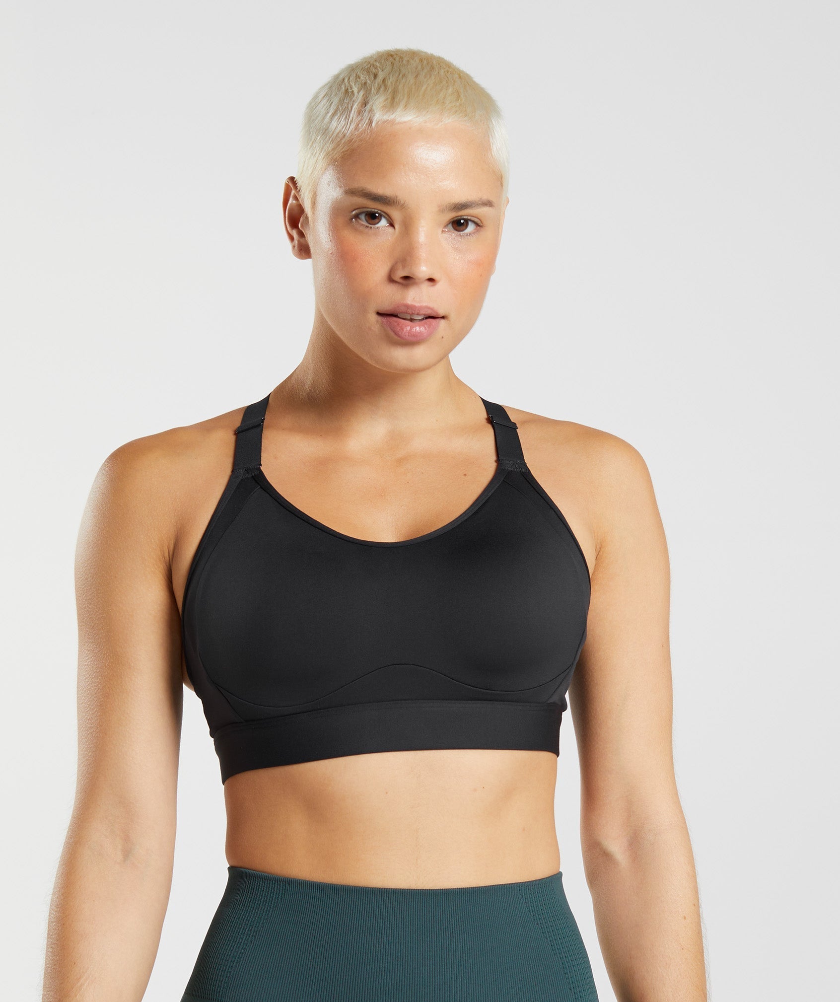 Black Women's Gymshark Cut Out Back High Support Sports Bra | INTWEU-895