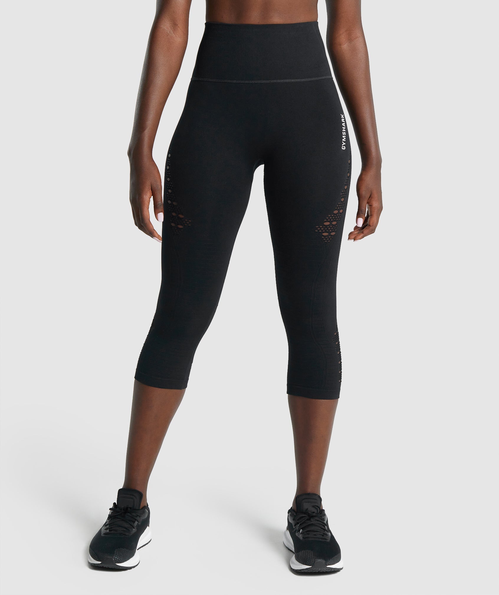 Black Women\'s Gymshark Energy Seamless Cropped Leggings | BHMDIC-493