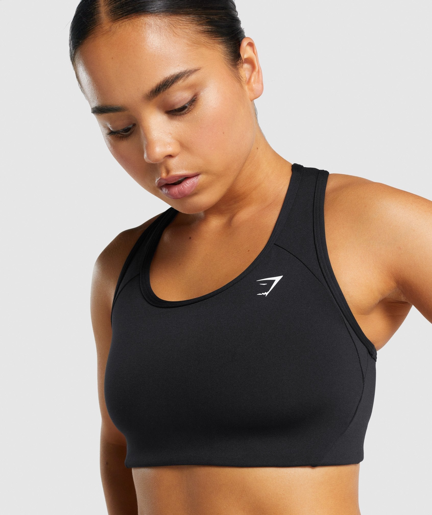 Black Women's Gymshark Essential Racer Back Sports Bra | QFNOIU-190