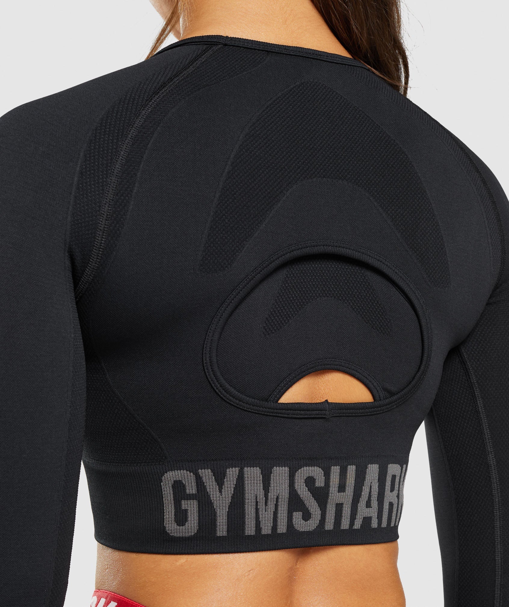 Black Women's Gymshark Flex Sports Long Sleeve Crop Tops | CUTPZX-531