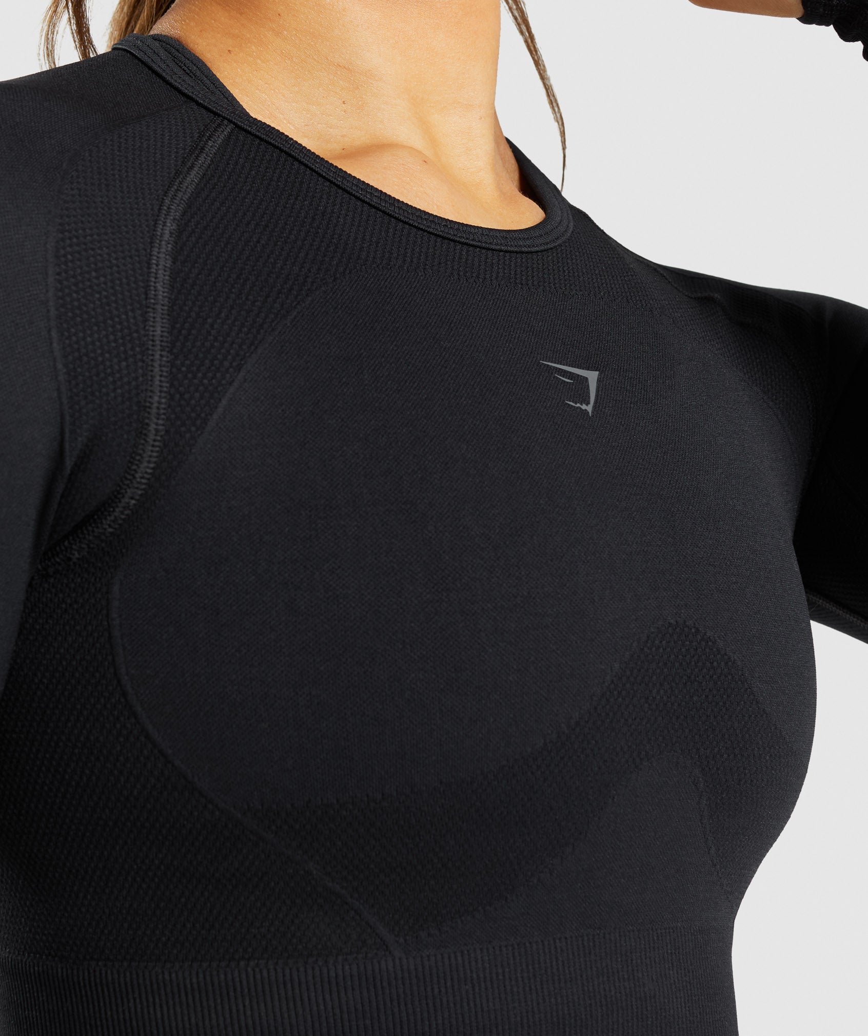 Black Women's Gymshark Flex Sports Long Sleeve Crop Tops | CUTPZX-531