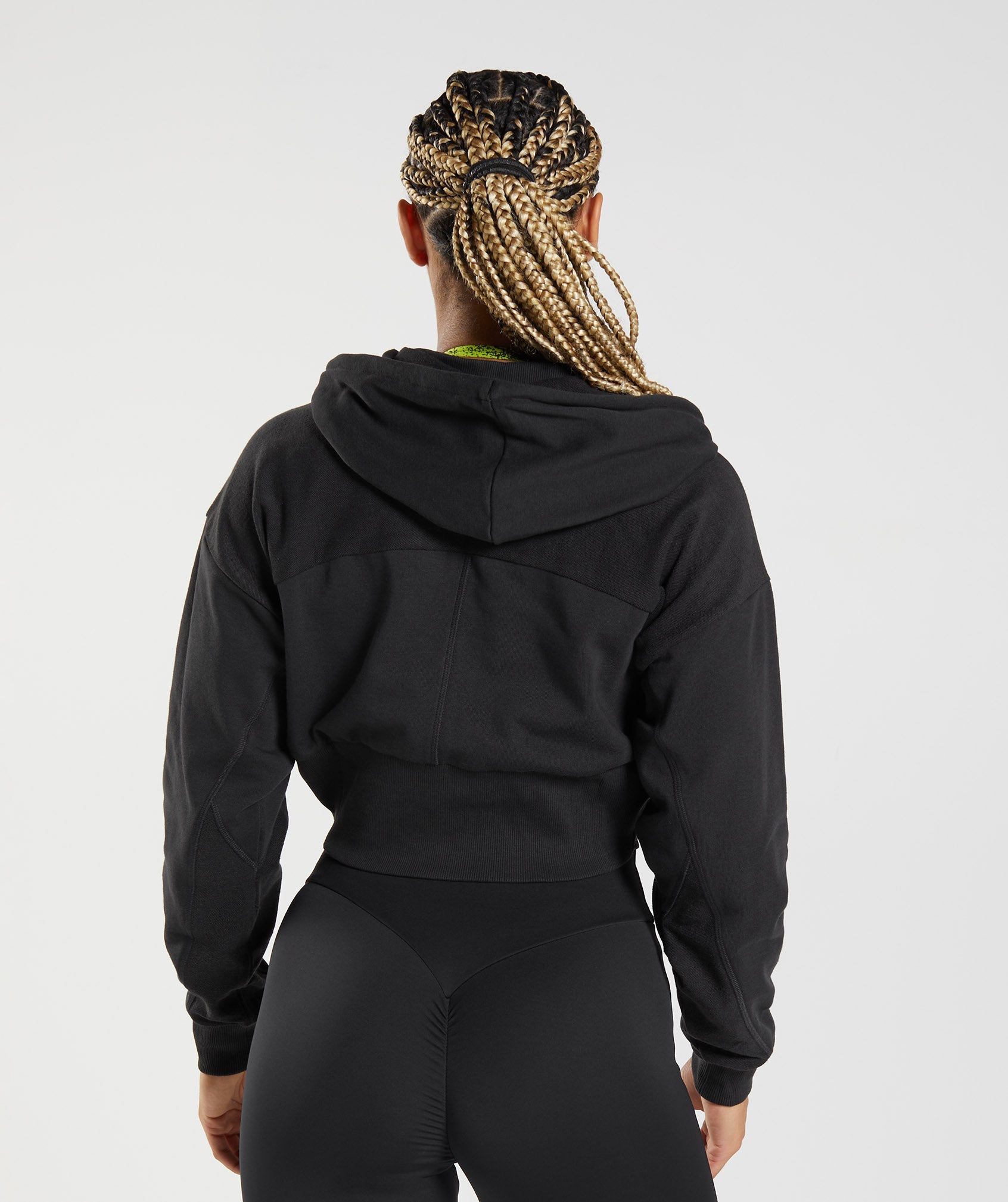 Black Women's Gymshark GS Power Cropped Zip Hoodie | CEXOGD-257