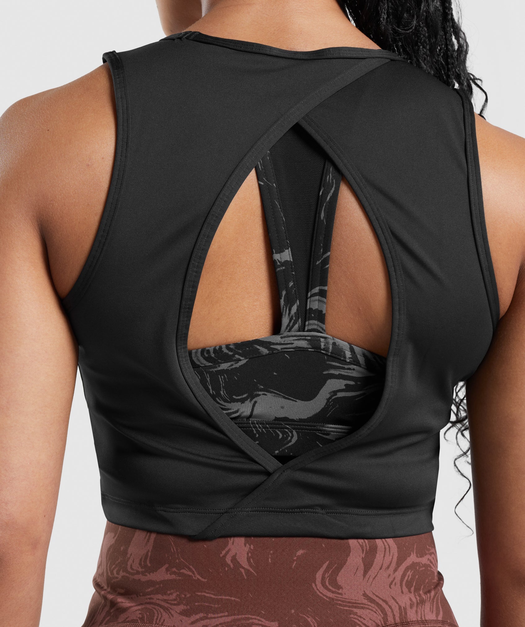 Black Women's Gymshark GS Power Open Back Cropped Tanks | GQOHYF-305