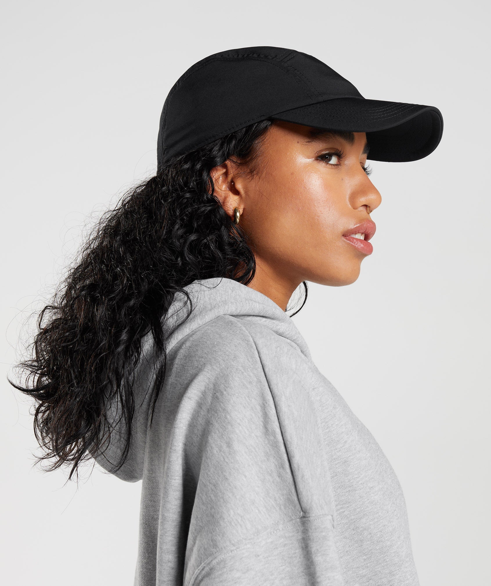 Black Women's Gymshark Logo 5 Panel Hats | TENDQR-582