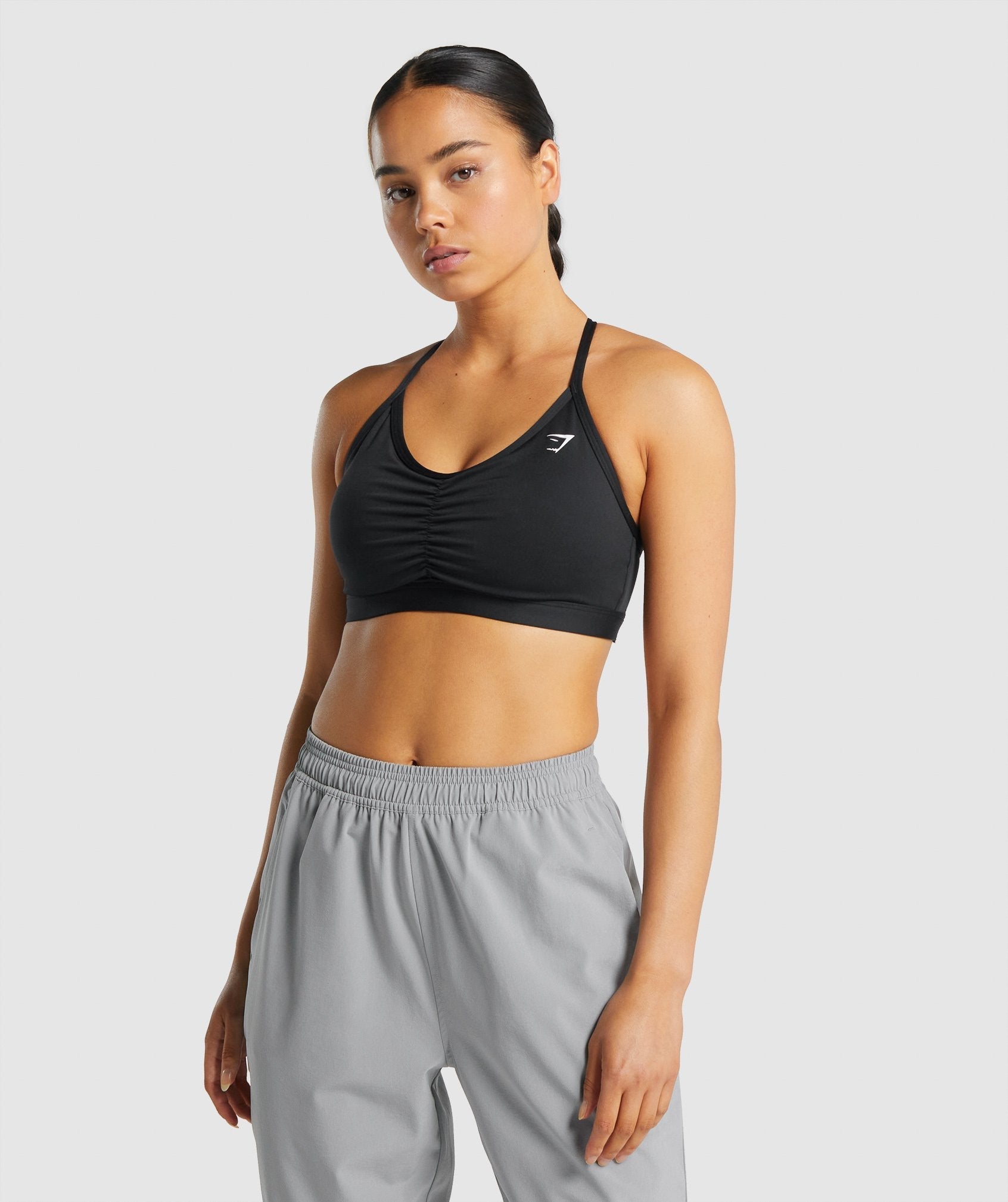 Black Women\'s Gymshark Ruched Sports Bra | EPMZOI-132