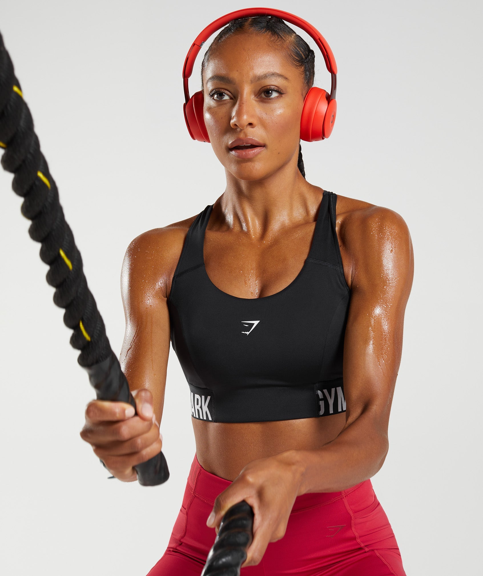 Black Women's Gymshark Training Brandmark Sports Bra | XYJZKA-382