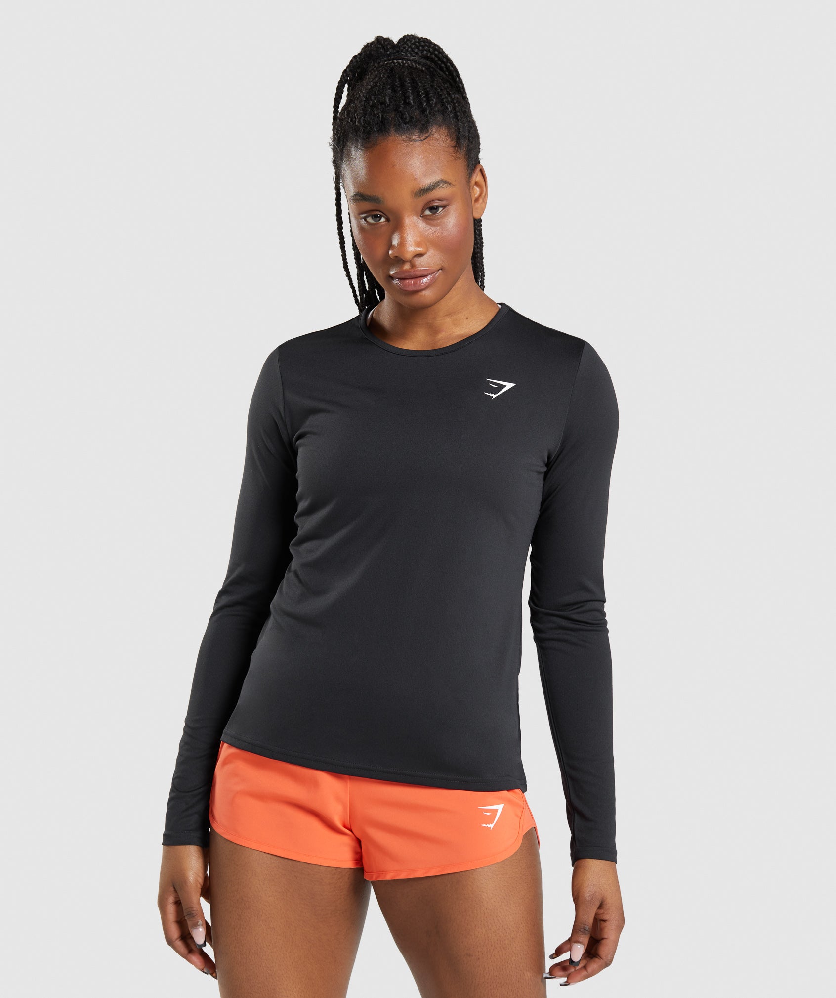 Black Women\'s Gymshark Training Long Sleeve Tops | HXMBFN-849