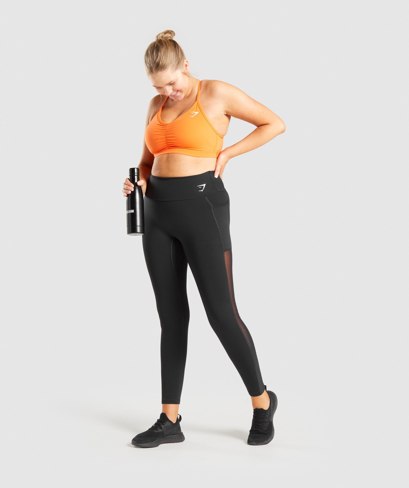 Black Women's Gymshark Training Mesh Pocket Leggings | OMJXQN-029