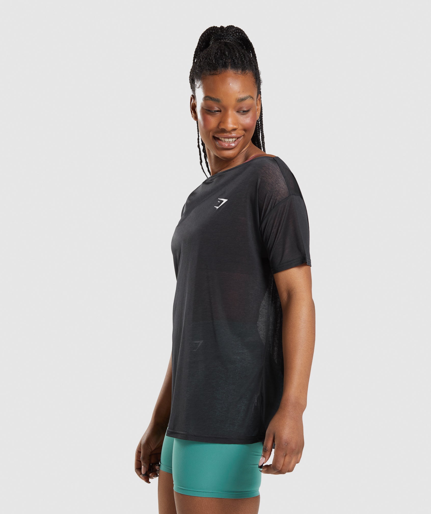 Black Women's Gymshark Training Oversized Tops | QXGWPS-402