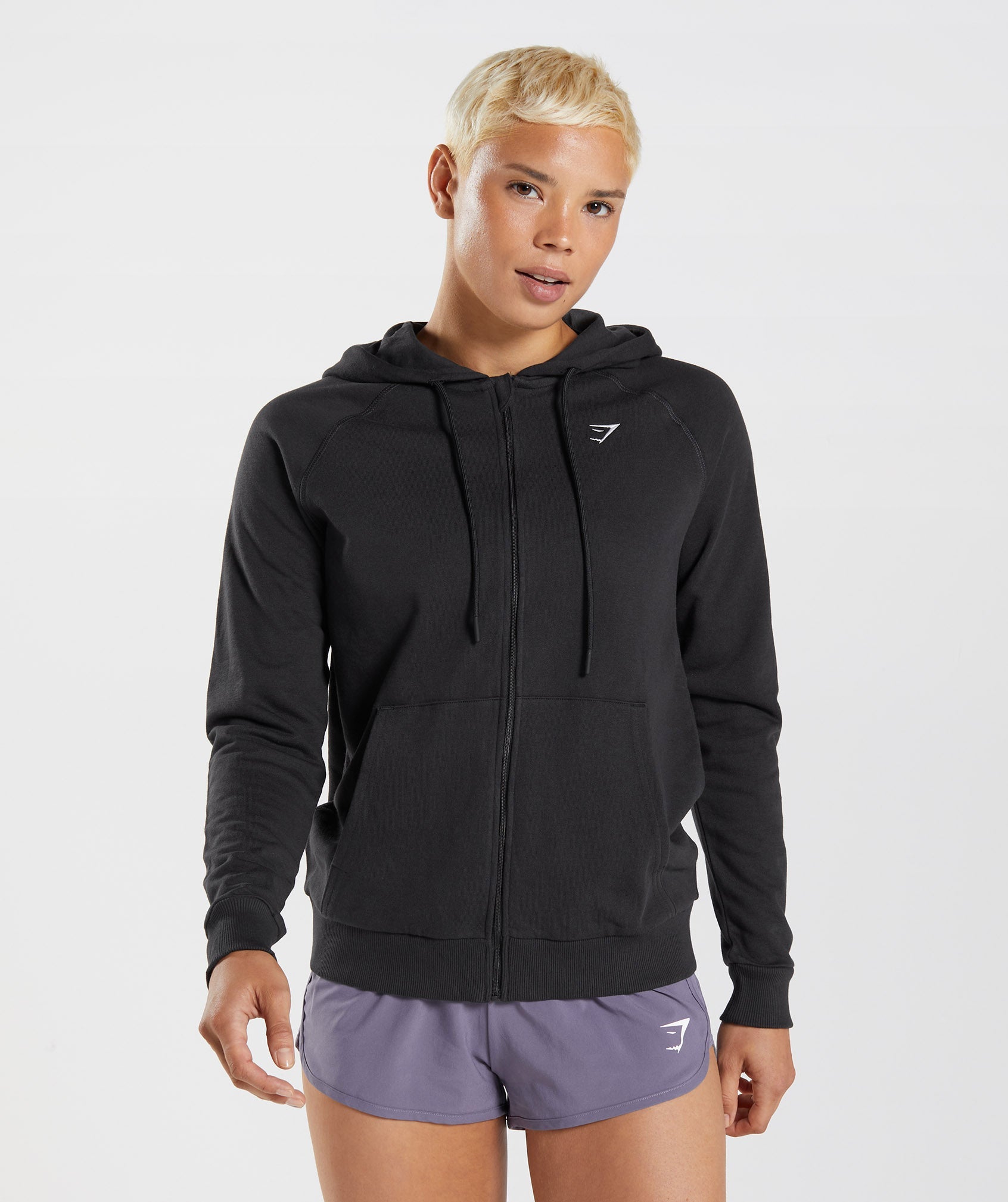 Black Women\'s Gymshark Training Zip Hoodie | LUWYCZ-917