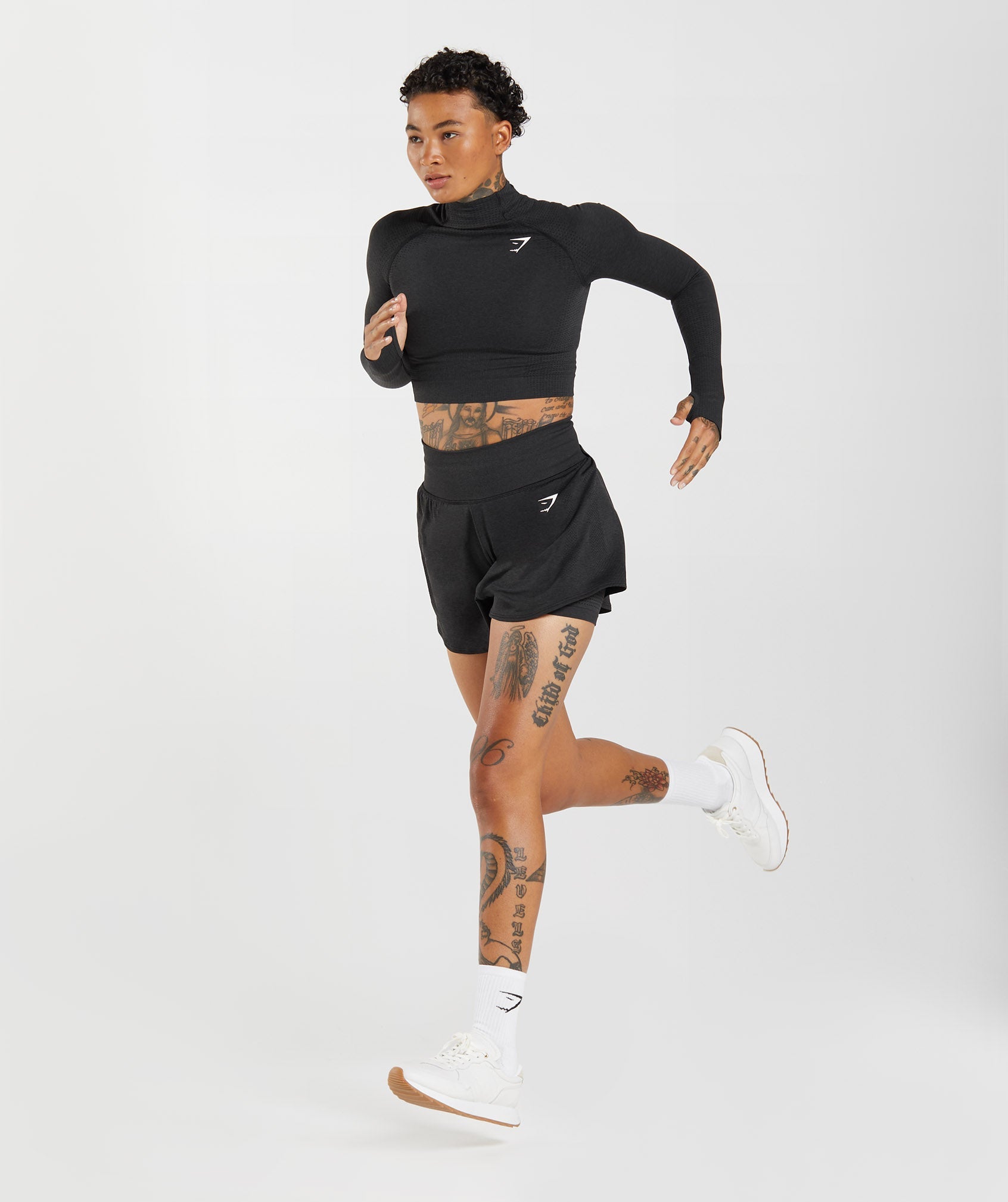 Black Women's Gymshark Vital Seamless 2.0 High Neck Midi Tops | WXYDJF-409